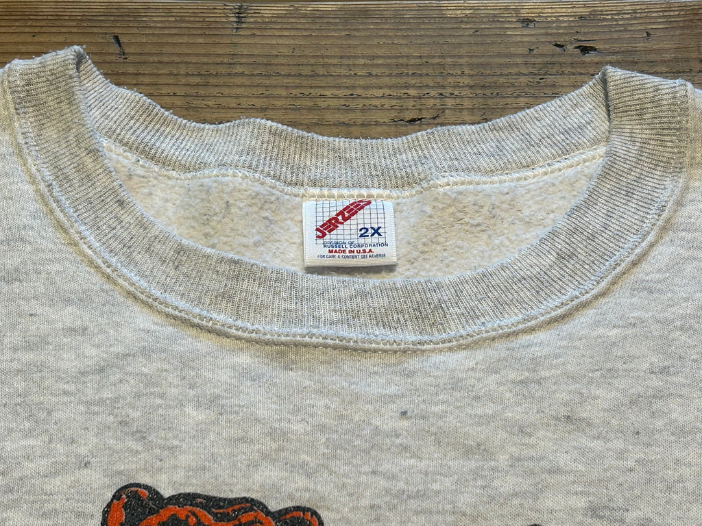 ★JERZEERSジャージーズRUSSELLラッセルＵＳＡ製アメリカ製ヴィンテージカレッジキャラクタータイガー＆ブルドッグスウェット灰グレーＸＬ