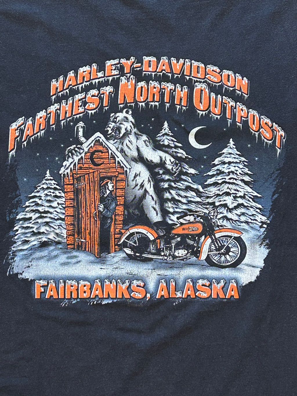 ★HARLEY DAVIDSONハーレーダビッドソンＵＳＡ製アメリカ製90sヴィンテージ白熊ポーラベアＴシャツ黒ブラックＬ★古着屋オクトパスホールド★