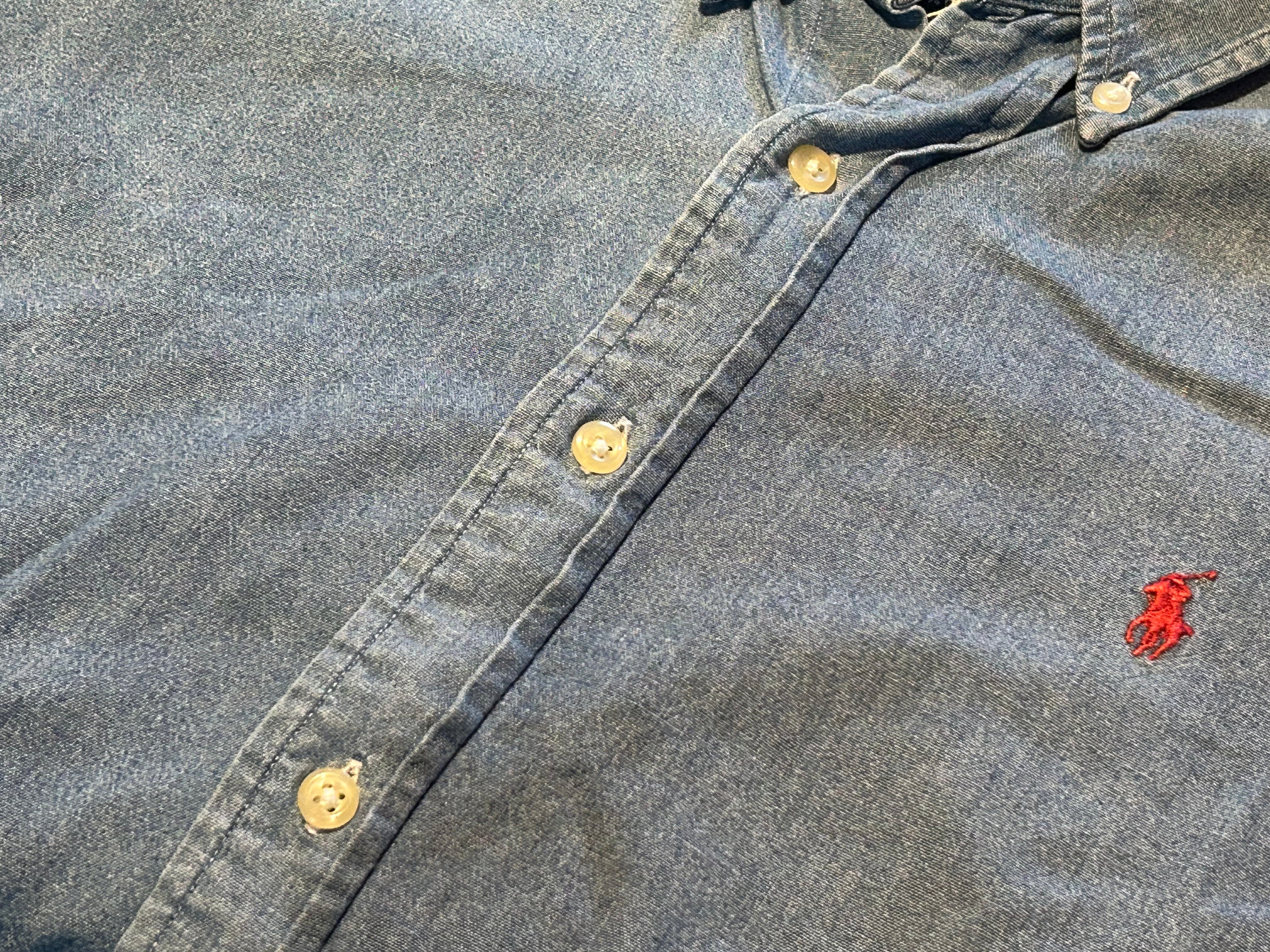 ★RALPH LAURENラルフローレンヴィンテージデニムシャツＬ★ブレアブレイクRRLポロPOLOラグビーRUGBYポロベア★古着屋オクトパスホールド★