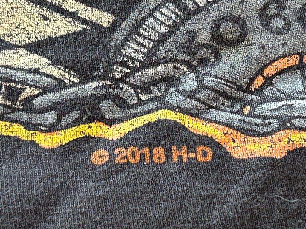 ★HARLEY DAVIDSONハーレーダビッドソンＵＳＡ製アメリカ製ヴィンテージスカルウイングＴシャツ黒ブラックＬ★古着屋オクトパスホールド★