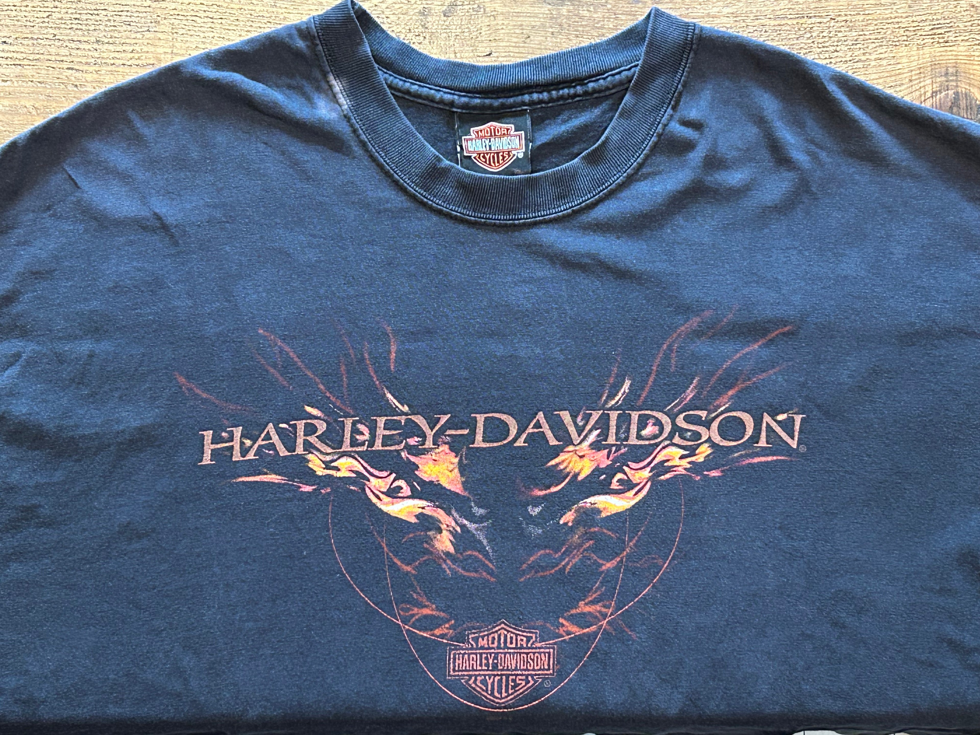 ★HARLEY DAVIDSONハーレーダビッドソンＵＳＡ製アメリカ製ヴィンテージ海賊パイレーツＴシャツ黒ブラックＬ★古着屋オクトパスホールド★