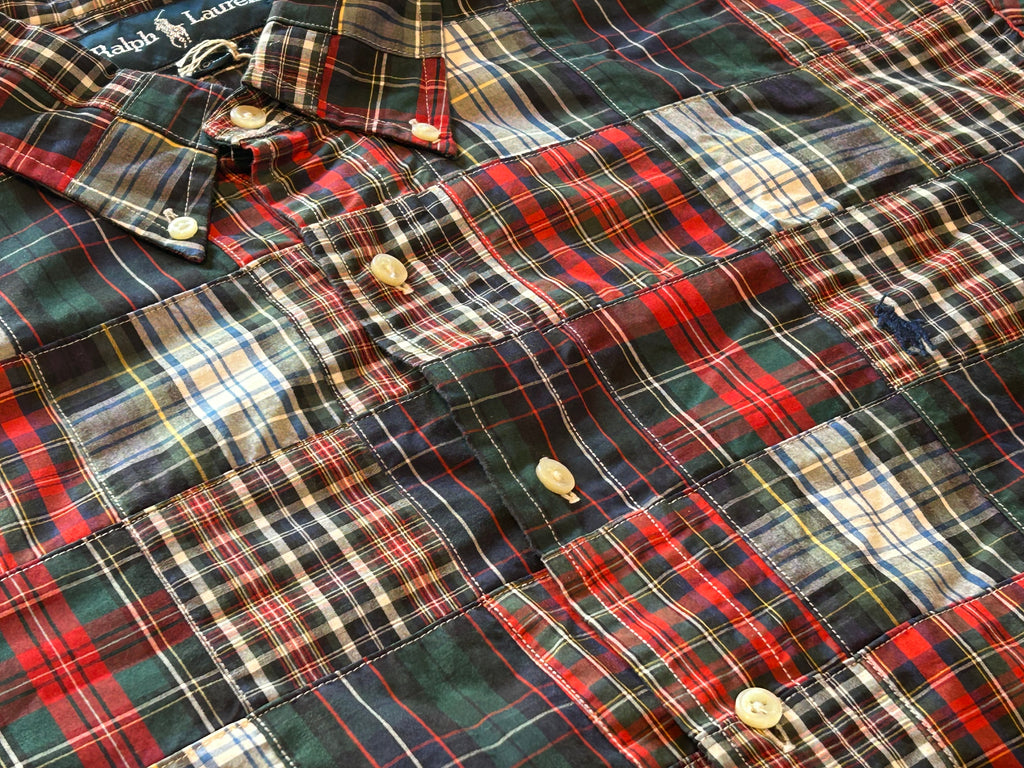 ★RALPH LAURENラルフローレンヴィンテージパッチワークシャツ②ＸＬ★RRLポロPOLOラグビーRUGBYラグビー限定★古着屋オクトパスホールド★