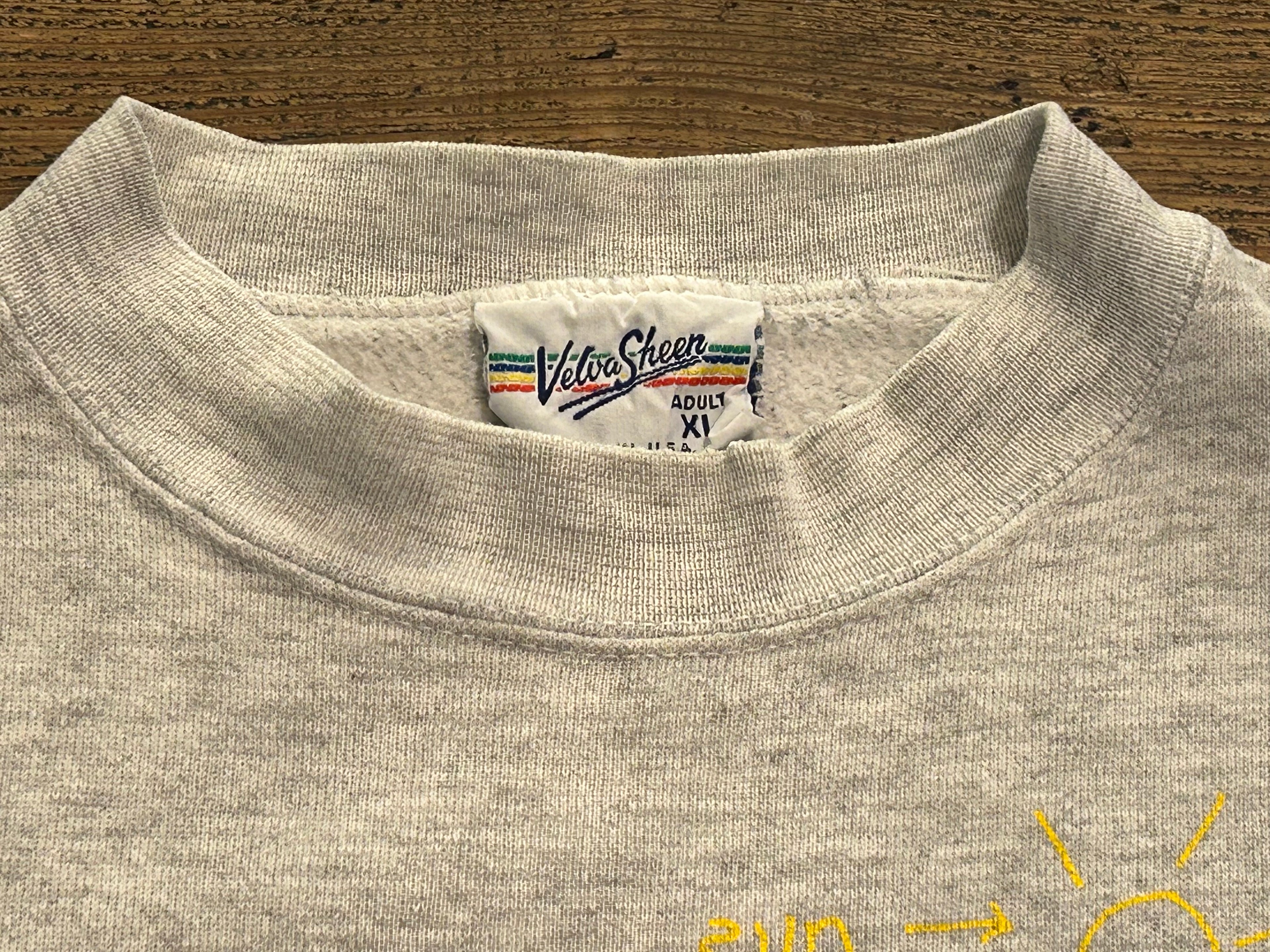 ★VelvaSheenベルバシーンＵＳＡ製アメリカ製ヴィンテージスウェットイラストプリントシャツグレーＸＬ★古着屋オクトパスホールド★