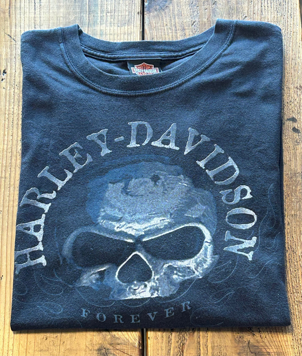 ★HARLEYDAVIDSONハーレーダビッドソンＵＳＡ製アメリカ製ヴィンテージスカル＆クジラＴシャツ黒ブラックＸＬ★古着屋オクトパスホールド★