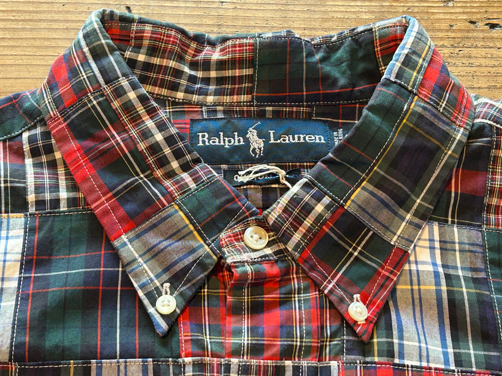 ★RALPH LAURENラルフローレンヴィンテージパッチワークシャツ②ＸＬ★RRLポロPOLOラグビーRUGBYラグビー限定★古着屋オクトパスホールド★