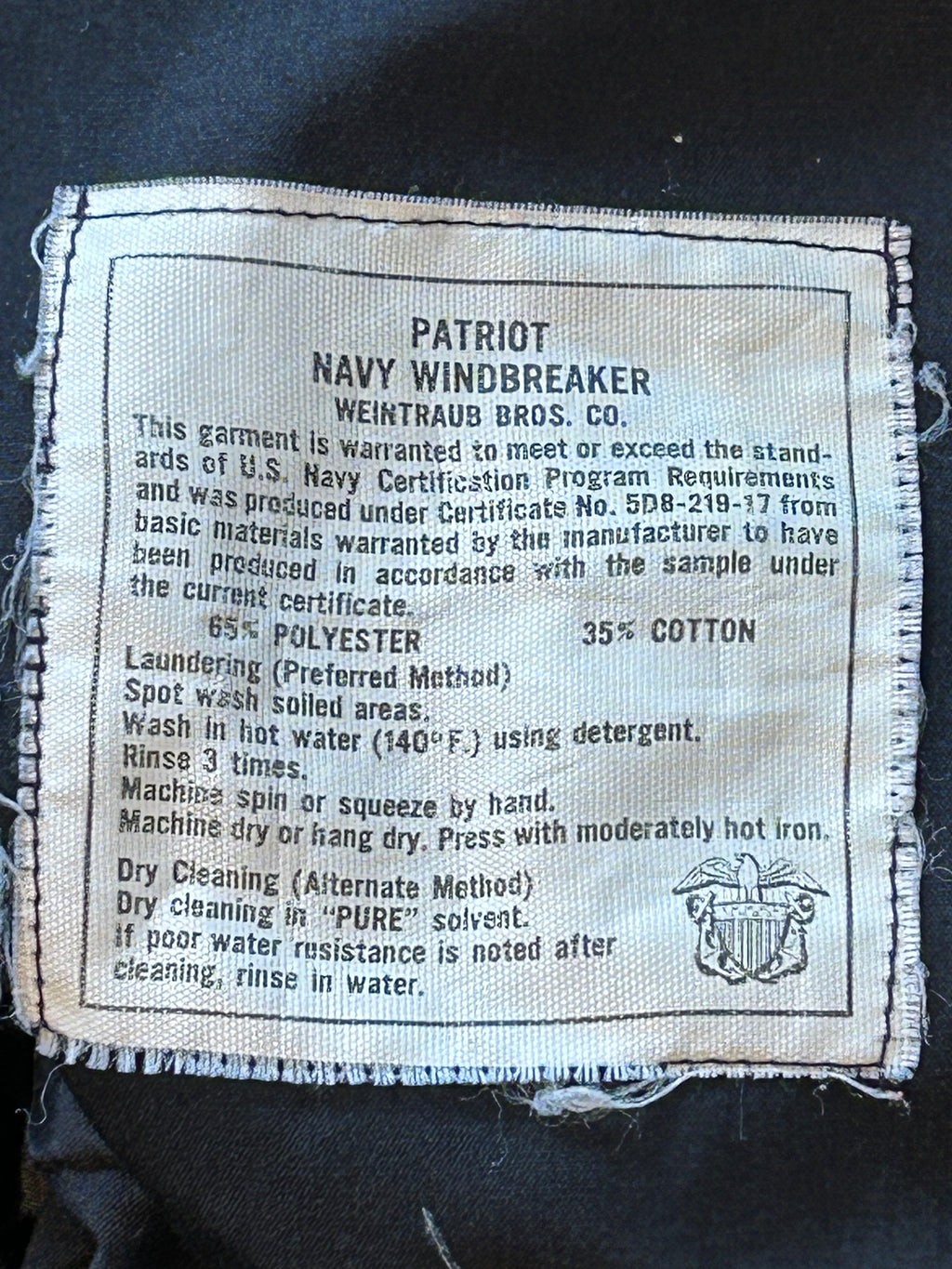 ★アメリカ軍ミリタリーウインドブレーカー黒ブラック★ステンシル付き★タロンジッパー★米軍海軍空軍★古着屋オクトパスホールド★