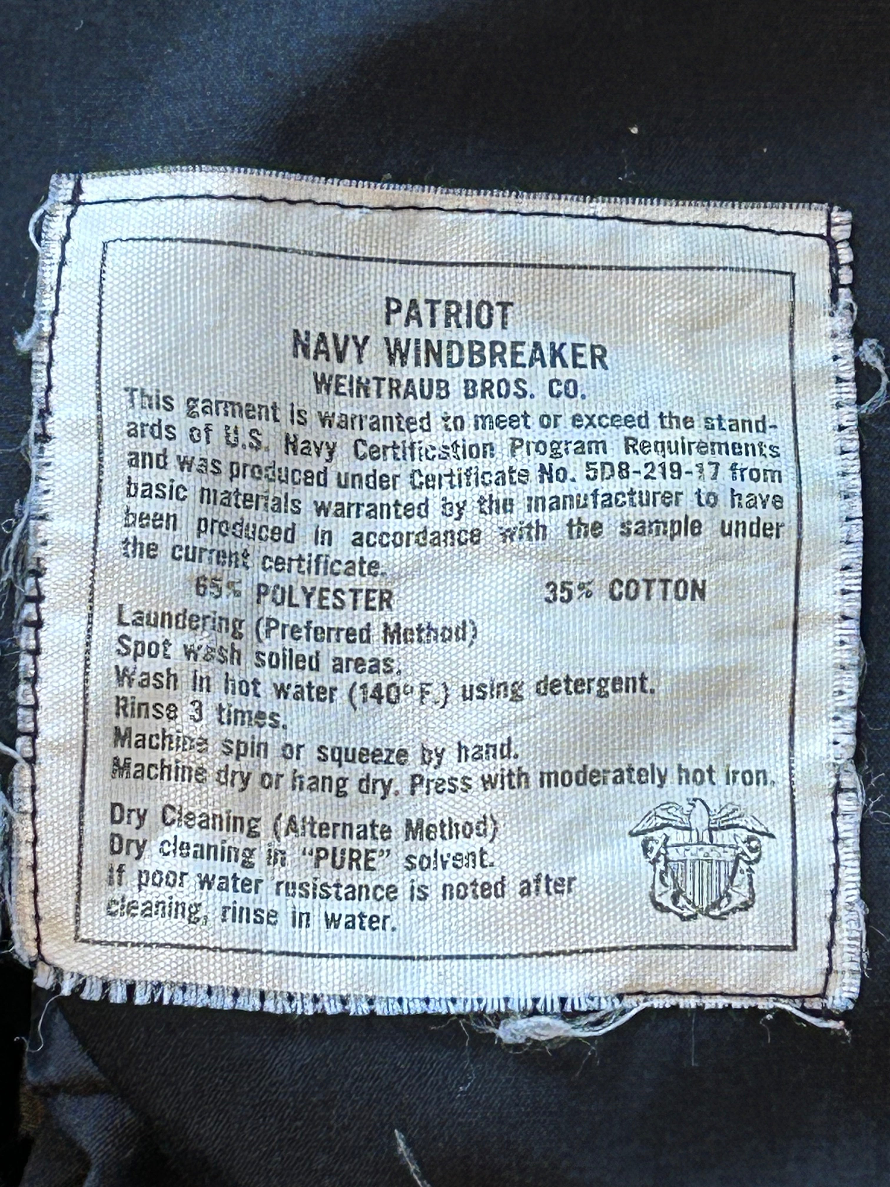 ★アメリカ軍ミリタリーウインドブレーカー黒ブラック★ステンシル付き★タロンジッパー★米軍海軍空軍★古着屋オクトパスホールド★