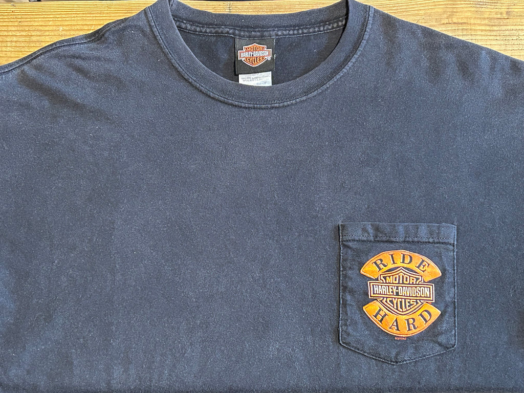 ★HARLEY DAVIDSONハーレーダビッドソンＵＳＡ製アメリカ製90sヴィンテージ白熊ポーラベアＴシャツ黒ブラックＬ★古着屋オクトパスホールド★