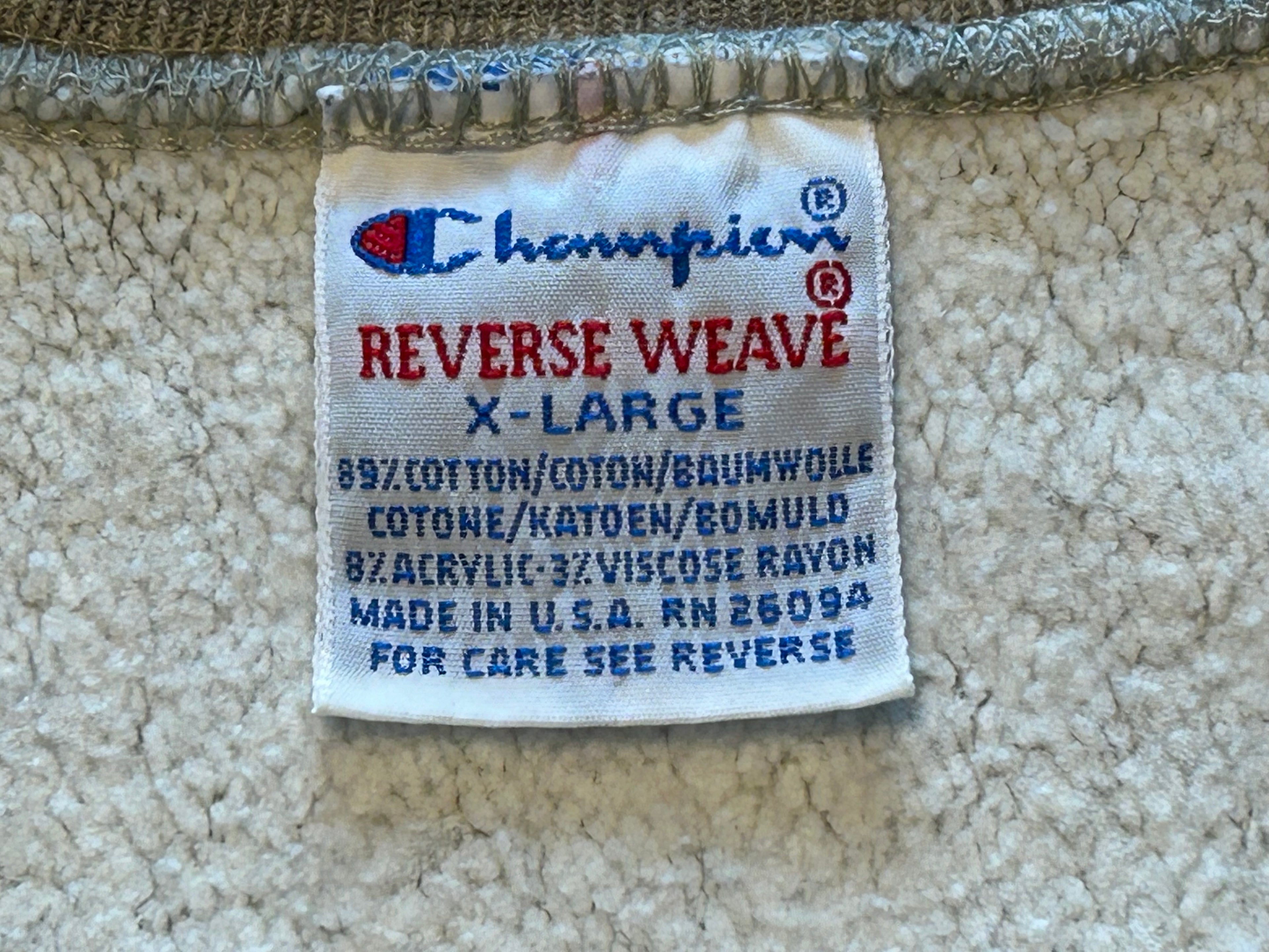 ★CHAMPIONチャンピオン刺繍タグヴィンテージリバースウィーブカレッジ３段プリントスウェットオレンジＬ★古着屋オクトパスホールド★