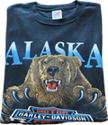 ★HARLEY DAVIDSONハーレーダビッドソンＵＳＡ製アメリカ製80s90sヴィンテージアラスカグリズリーＴシャツ黒Ｌ★古着屋オクトパスホールド★