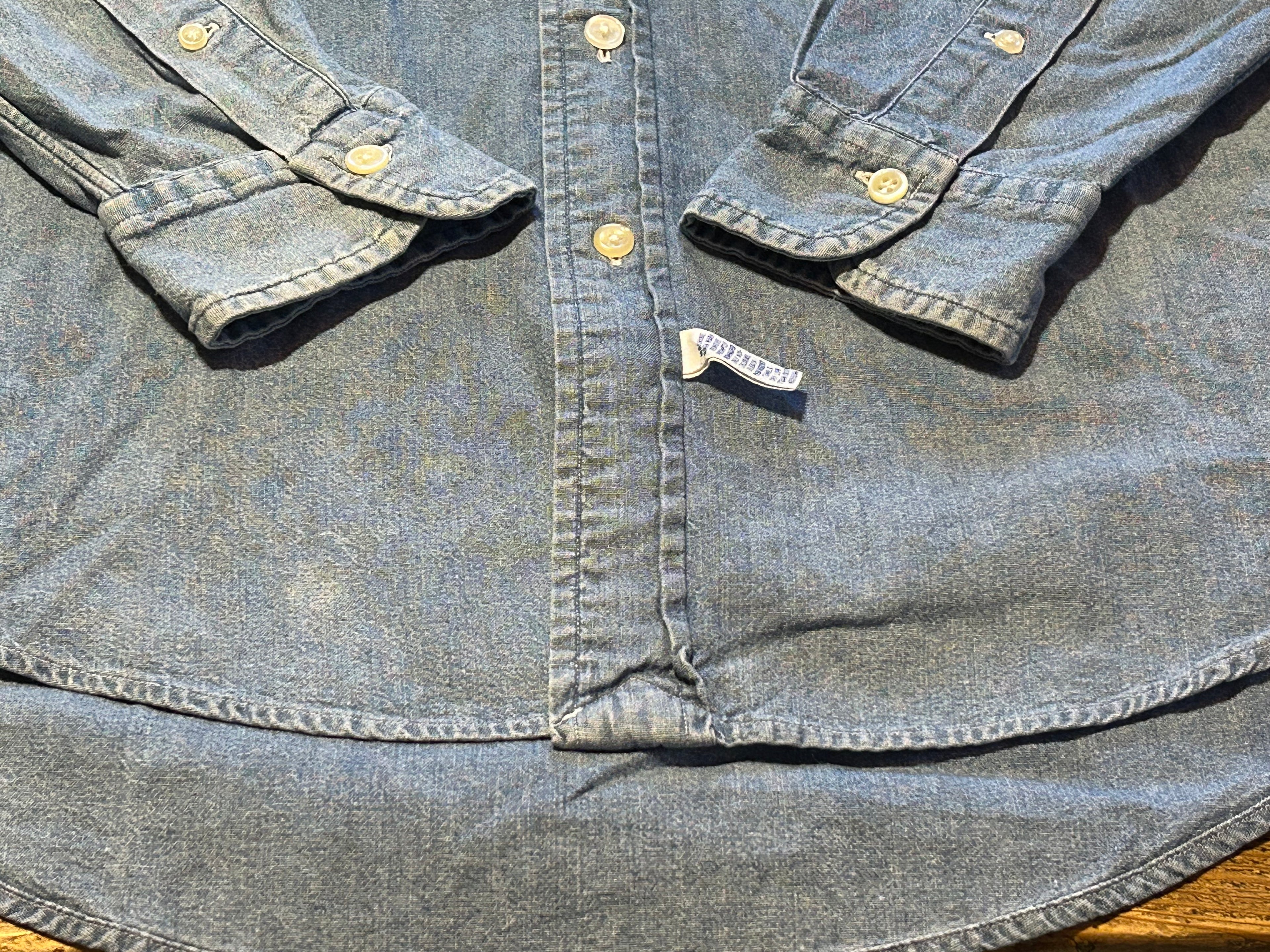 ★RALPH LAURENラルフローレンヴィンテージデニムシャツＬ★ブレアブレイクRRLポロPOLOラグビーRUGBYポロベア★古着屋オクトパスホールド★