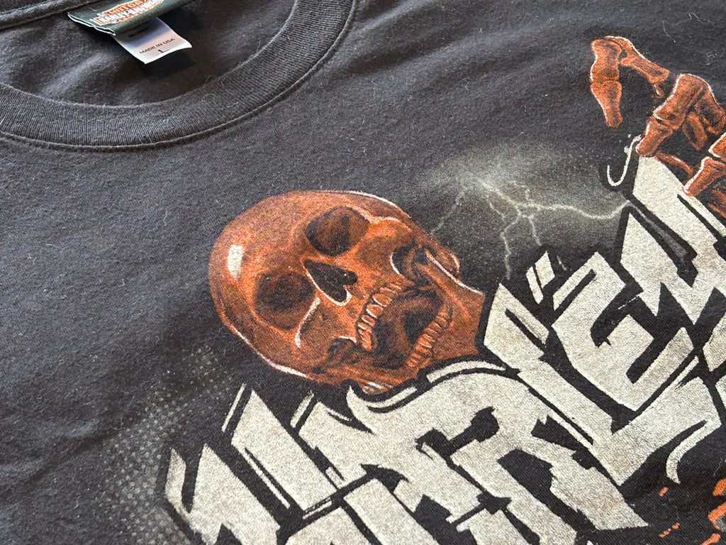 ★HARLEY DAVIDSONハーレーダビッドソンＵＳＡ製アメリカ製レッドスカル＆ローンスターＴシャツ黒ブラックＬ★古着屋オクトパスホールド★