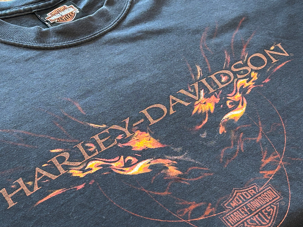 ★HARLEY DAVIDSONハーレーダビッドソンＵＳＡ製アメリカ製ヴィンテージ海賊パイレーツＴシャツ黒ブラックＬ★古着屋オクトパスホールド★