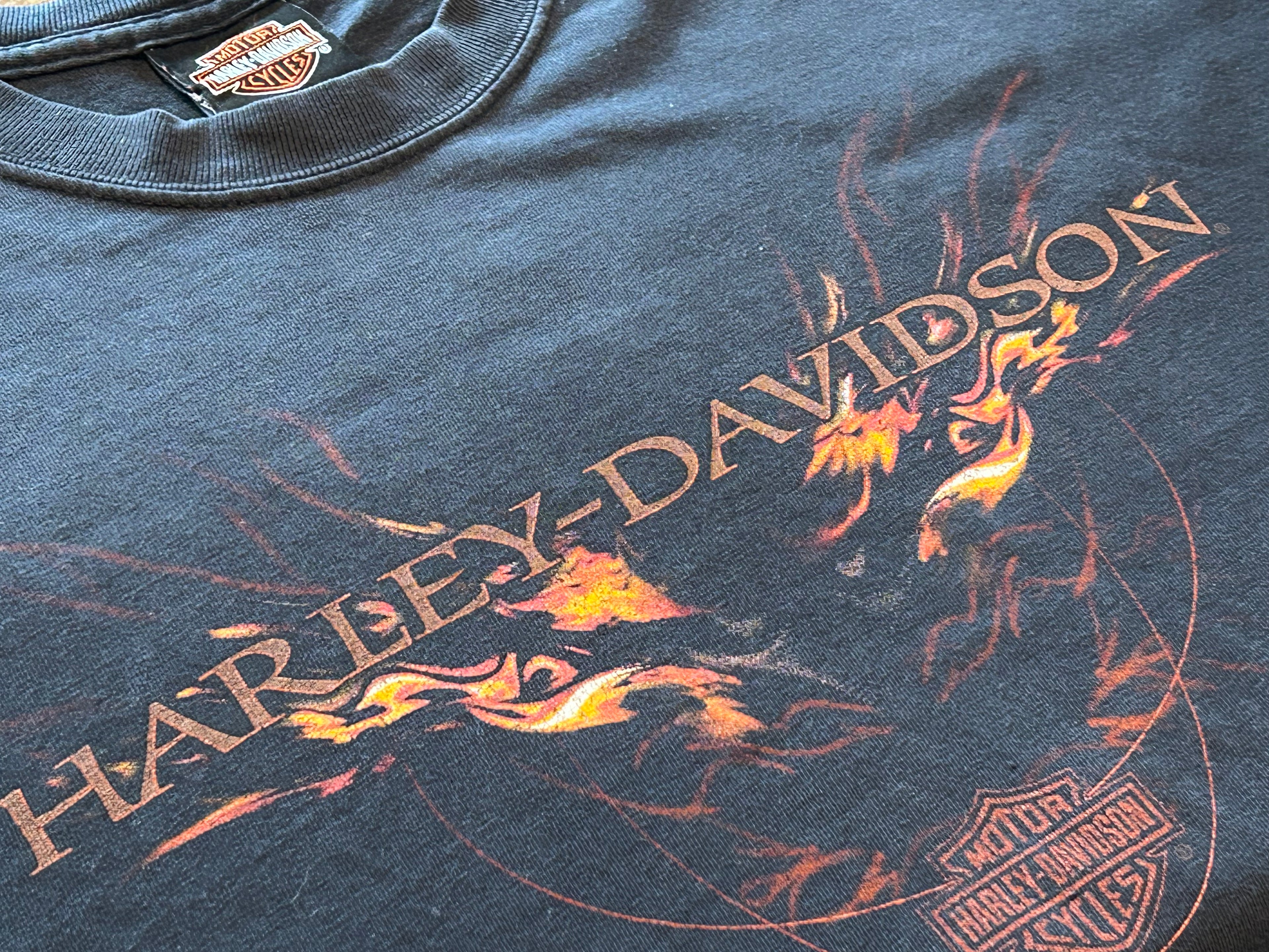 ★HARLEY DAVIDSONハーレーダビッドソンＵＳＡ製アメリカ製ヴィンテージ海賊パイレーツＴシャツ黒ブラックＬ★古着屋オクトパスホールド★
