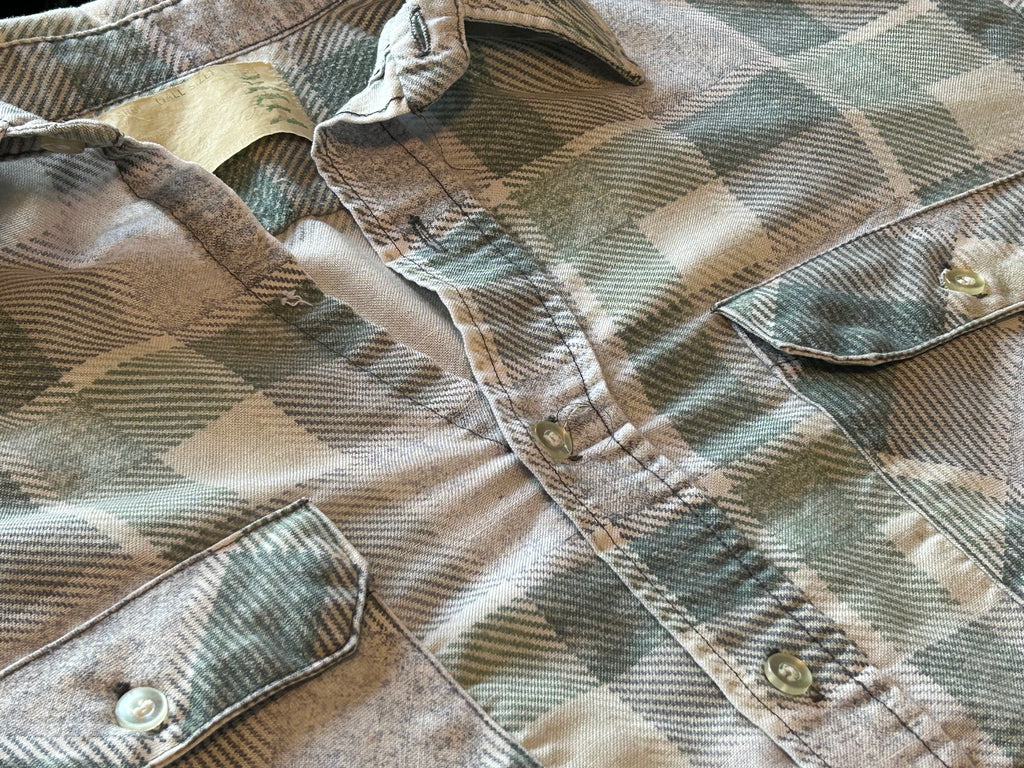 ★SEARSシアーズＵＳＡヴィンテージプリントネルシャツ緑白黒ＸＬ★ピルグリムタウンクラフトカートコバーン★古着屋オクトパスホールド★
