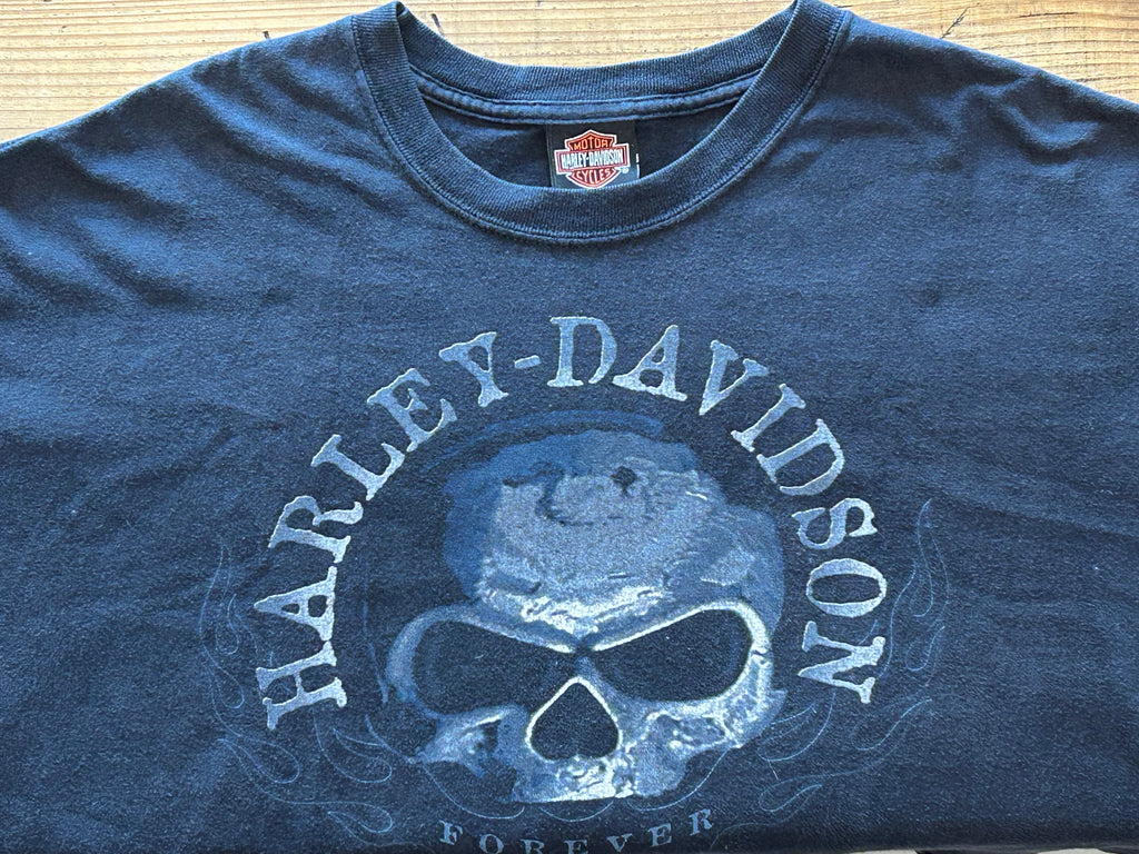 ★HARLEYDAVIDSONハーレーダビッドソンＵＳＡ製アメリカ製ヴィンテージスカル＆クジラＴシャツ黒ブラックＸＬ★古着屋オクトパスホールド★