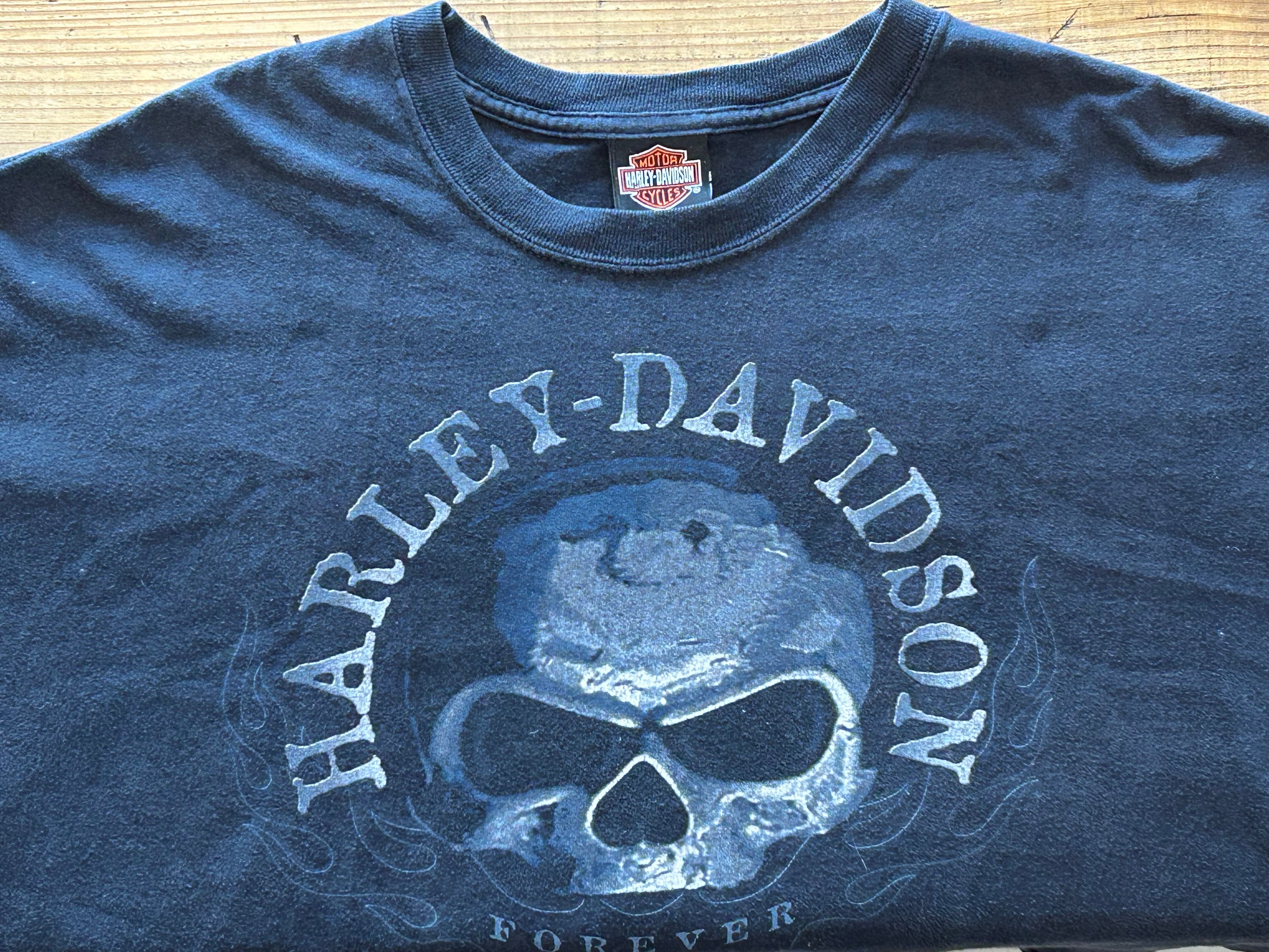 ★HARLEYDAVIDSONハーレーダビッドソンＵＳＡ製アメリカ製ヴィンテージスカル＆クジラＴシャツ黒ブラックＸＬ★古着屋オクトパスホールド★