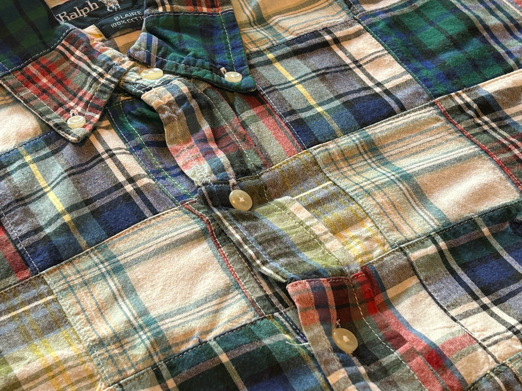 ★RALPH LAURENラルフローレンヴィンテージパッチワークシャツ①ＸＬ★RRLポロPOLOラグビーRUGBYラグビー限定★古着屋オクトパスホールド★