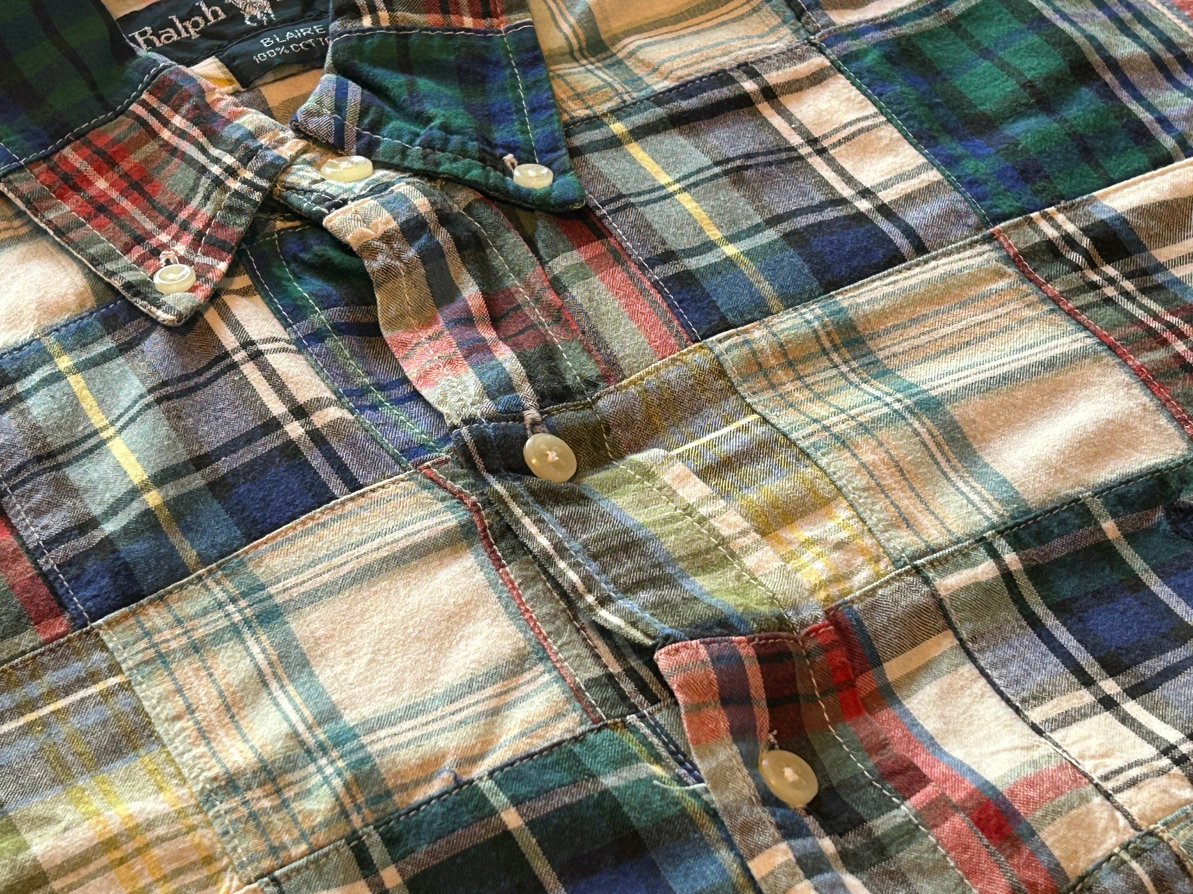 ★RALPH LAURENラルフローレンヴィンテージパッチワークシャツ①ＸＬ★RRLポロPOLOラグビーRUGBYラグビー限定★古着屋オクトパスホールド★