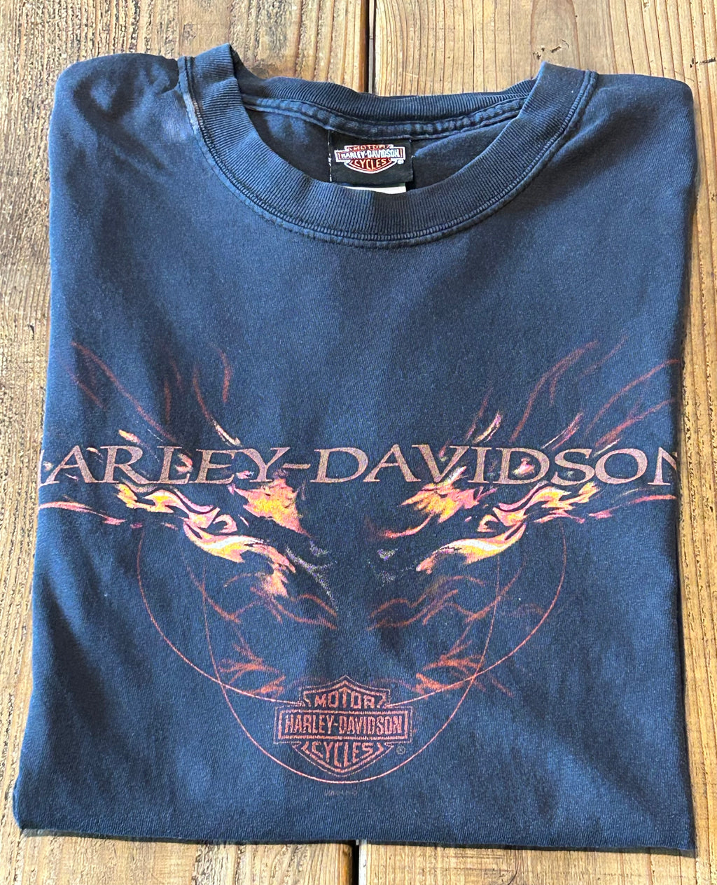 ★HARLEY DAVIDSONハーレーダビッドソンＵＳＡ製アメリカ製ヴィンテージ海賊パイレーツＴシャツ黒ブラックＬ★古着屋オクトパスホールド★