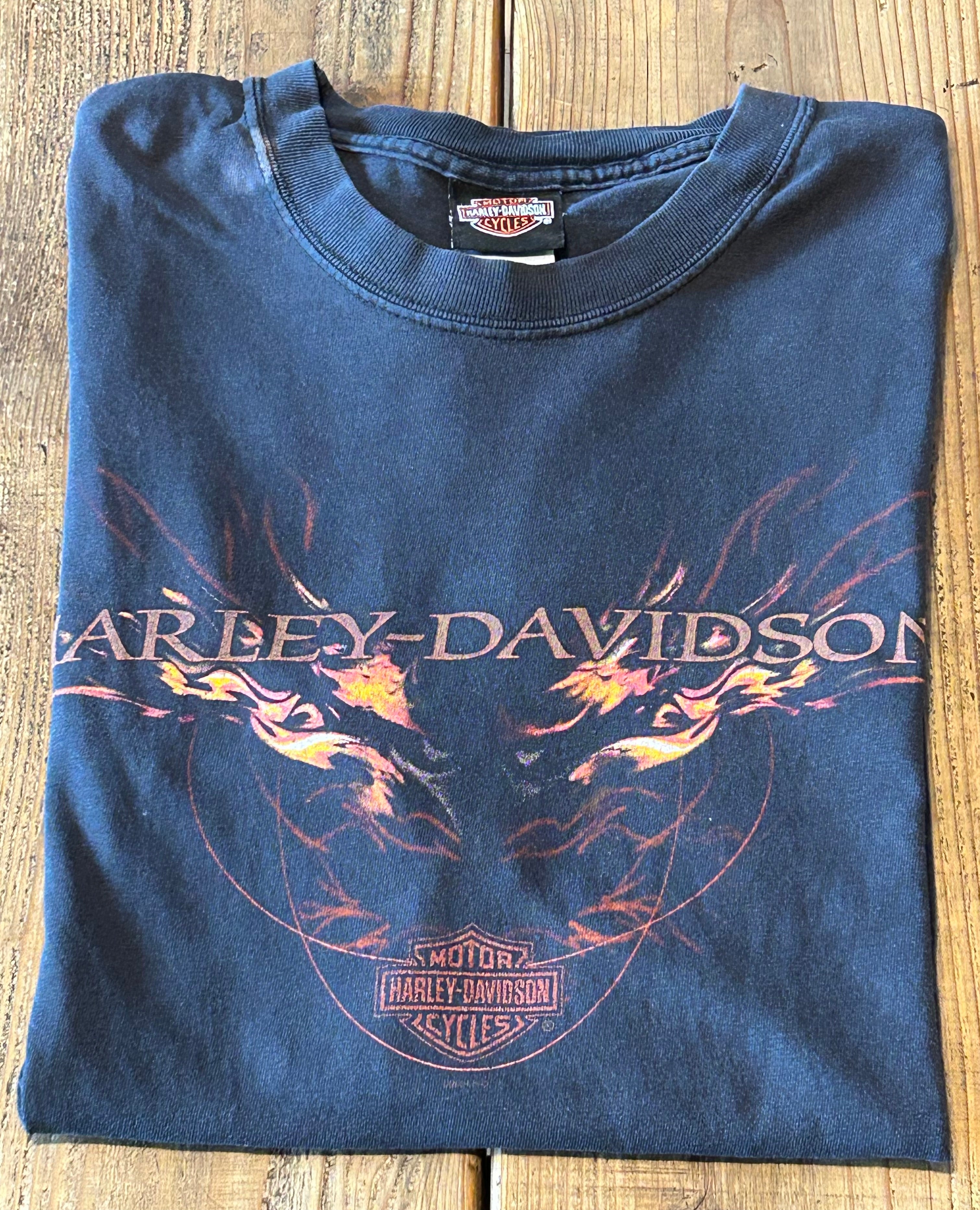 ★HARLEY DAVIDSONハーレーダビッドソンＵＳＡ製アメリカ製ヴィンテージ海賊パイレーツＴシャツ黒ブラックＬ★古着屋オクトパスホールド★