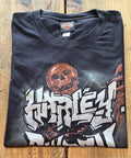 ★HARLEY DAVIDSONハーレーダビッドソンＵＳＡ製アメリカ製レッドスカル＆ローンスターＴシャツ黒ブラックＬ★古着屋オクトパスホールド★