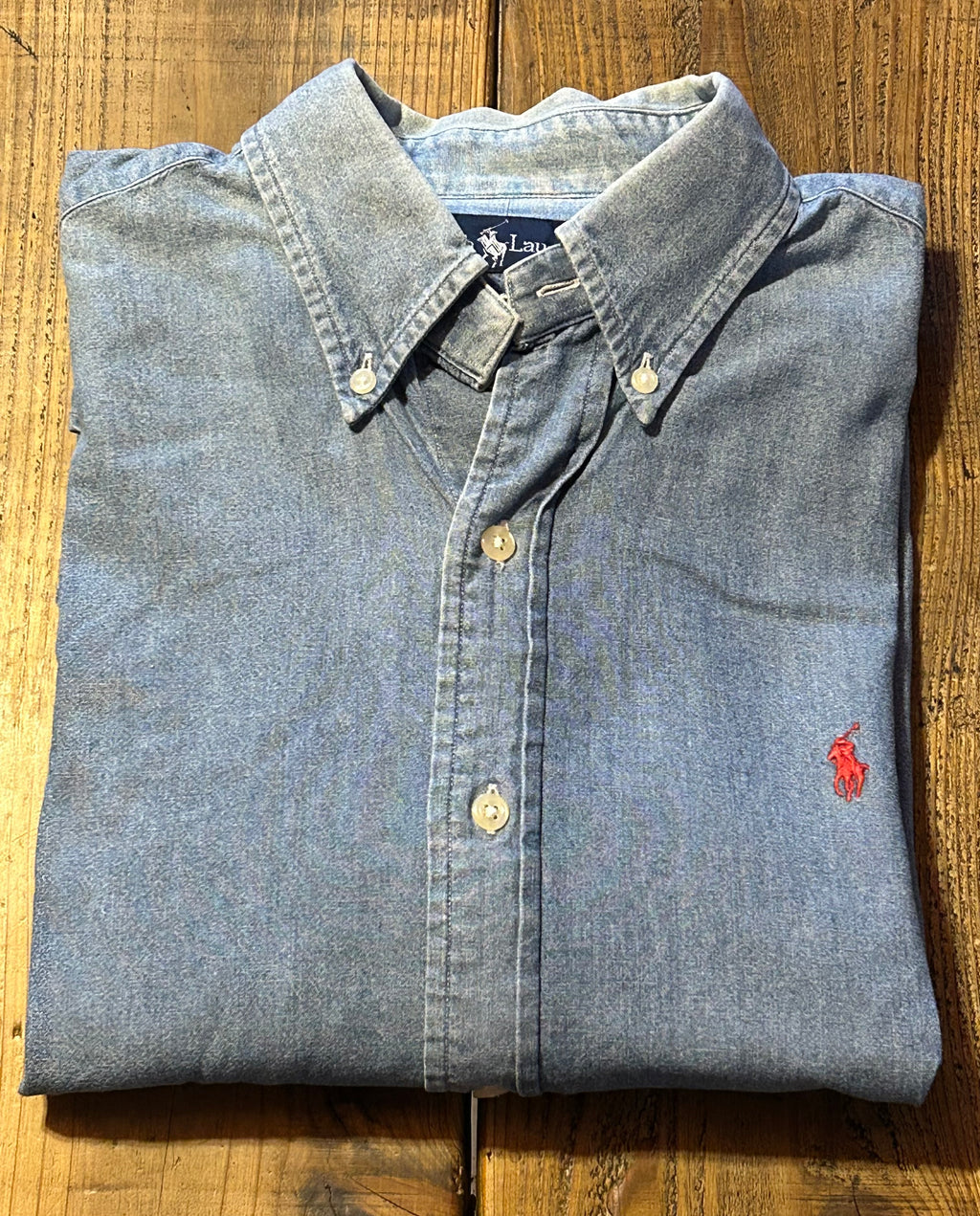 ★RALPH LAURENラルフローレンヴィンテージデニムシャツＬ★ブレアブレイクRRLポロPOLOラグビーRUGBYポロベア★古着屋オクトパスホールド★