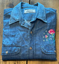 ★SEARSシアーズROEBUCKSローバックス60s70s80s90sヴィンテージ刺繍付インディゴデニムシャツＸＬ★古着屋オクトパスホールド★