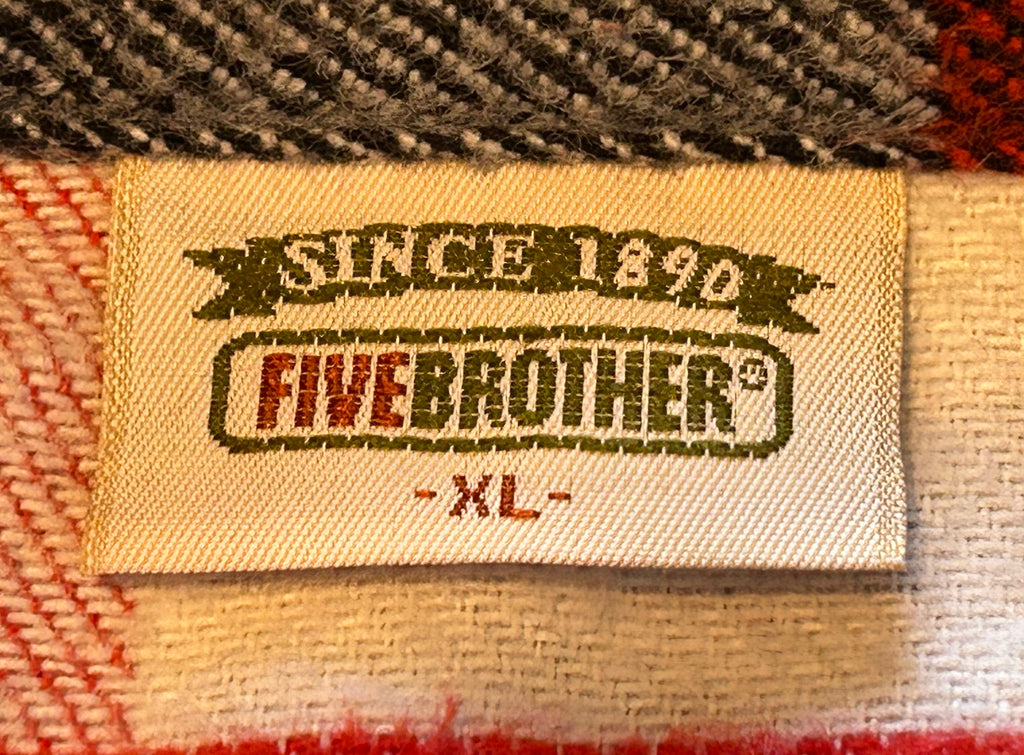 ★FIVEBROTHERファイブブラザーＵＳＡ製アメリカ製ヴィンテージヘビーネルシャツ赤白黒ＸＬ★ビッグマック★古着屋オクトパスホールド★
