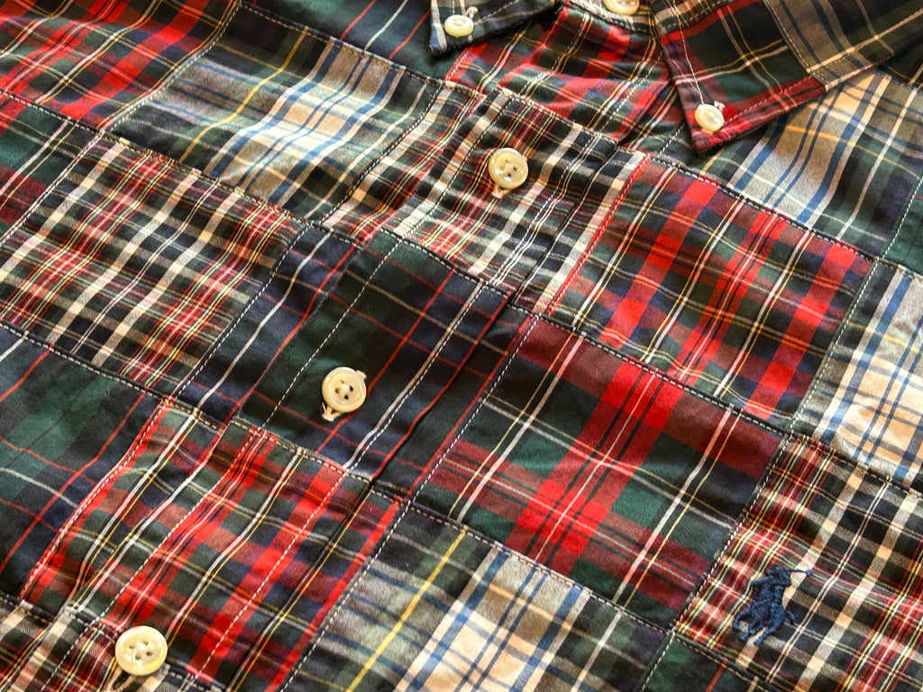 ★RALPH LAURENラルフローレンヴィンテージパッチワークシャツ②ＸＬ★RRLポロPOLOラグビーRUGBYラグビー限定★古着屋オクトパスホールド★