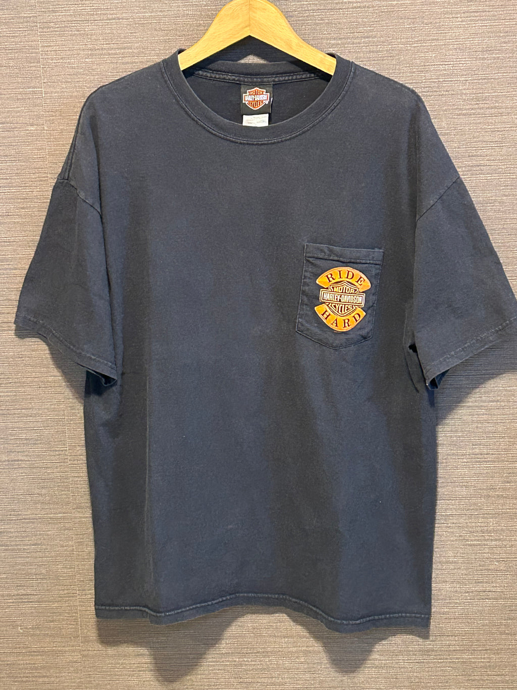 ★HARLEY DAVIDSONハーレーダビッドソンＵＳＡ製アメリカ製90sヴィンテージ白熊ポーラベアＴシャツ黒ブラックＬ★古着屋オクトパスホールド★
