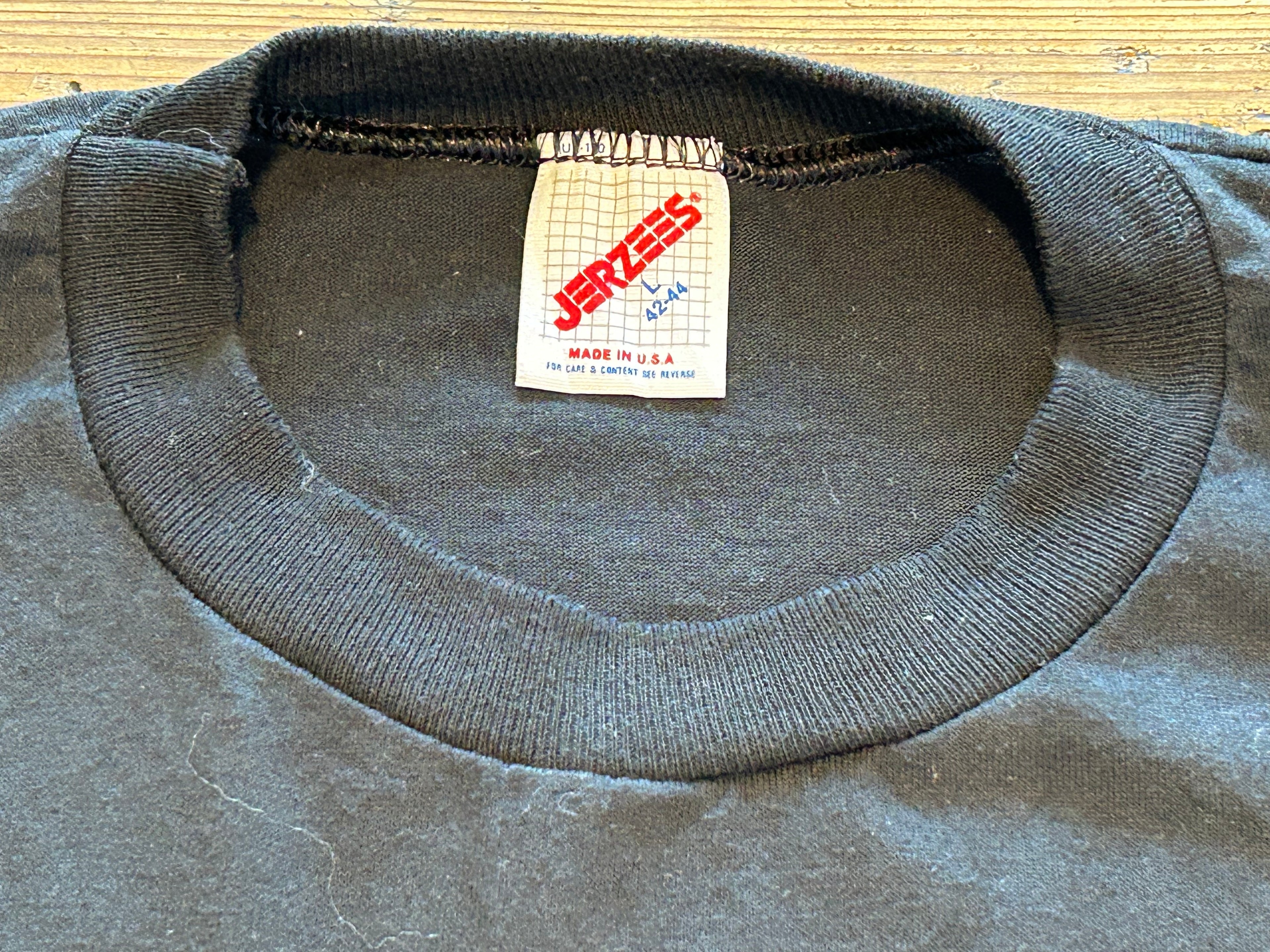 ★JERZEESジャージーズUSA製アメリカ製ヴィンテージミリタリーＴシャツ黒ブラックＬ★カレッジアメカジ★古着屋オクトパスホールド★