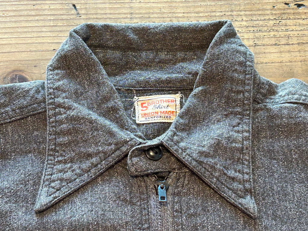 ★スペシャルヴィンテージ★ファイブブラザーハーフジップブラックシャンブレーシャツ黒シャン★ヘラクレスペイデイ★オクトパスホールド★