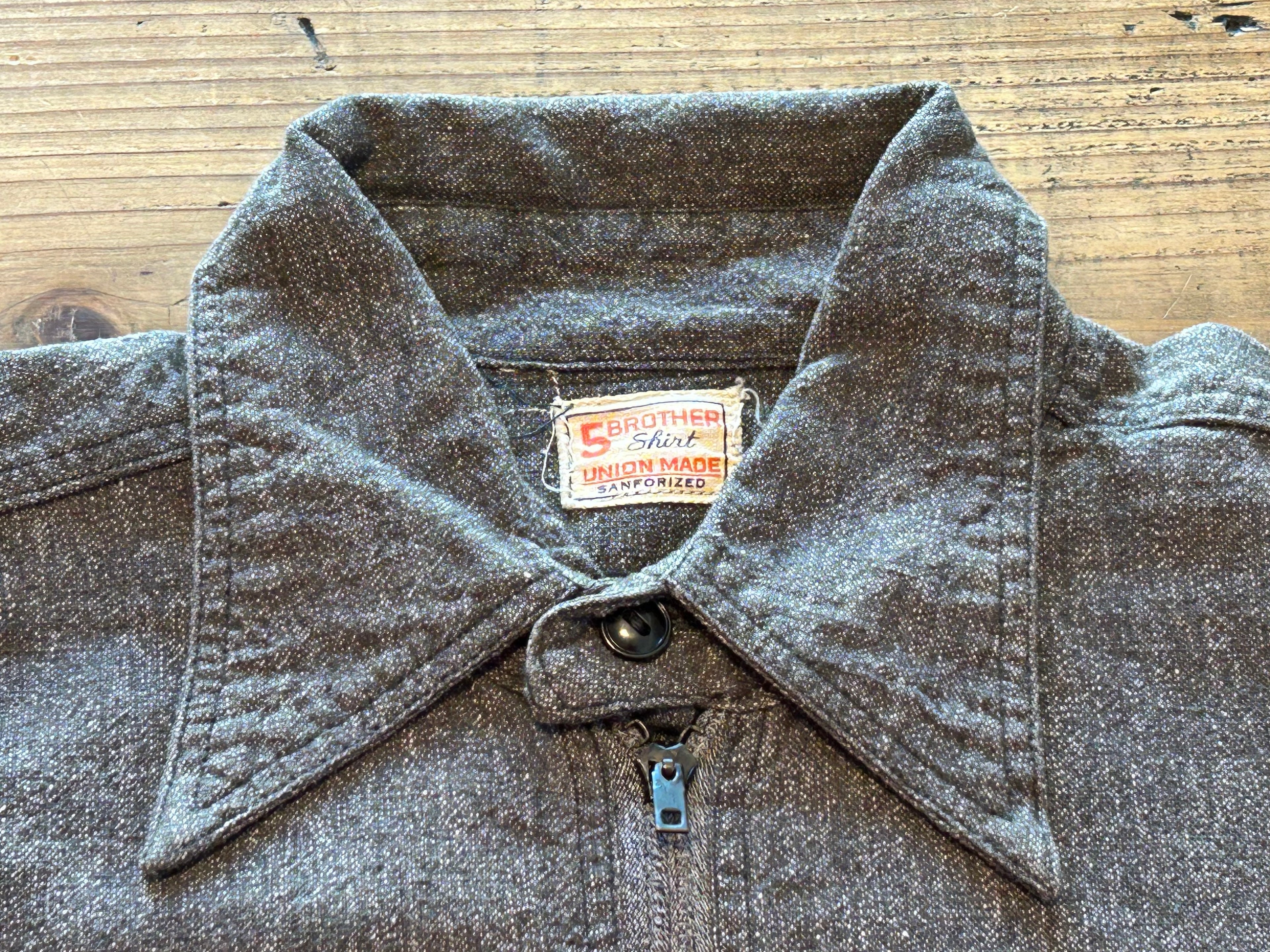 ★スペシャルヴィンテージ★ファイブブラザーハーフジップブラックシャンブレーシャツ黒シャン★ヘラクレスペイデイ★オクトパスホールド★