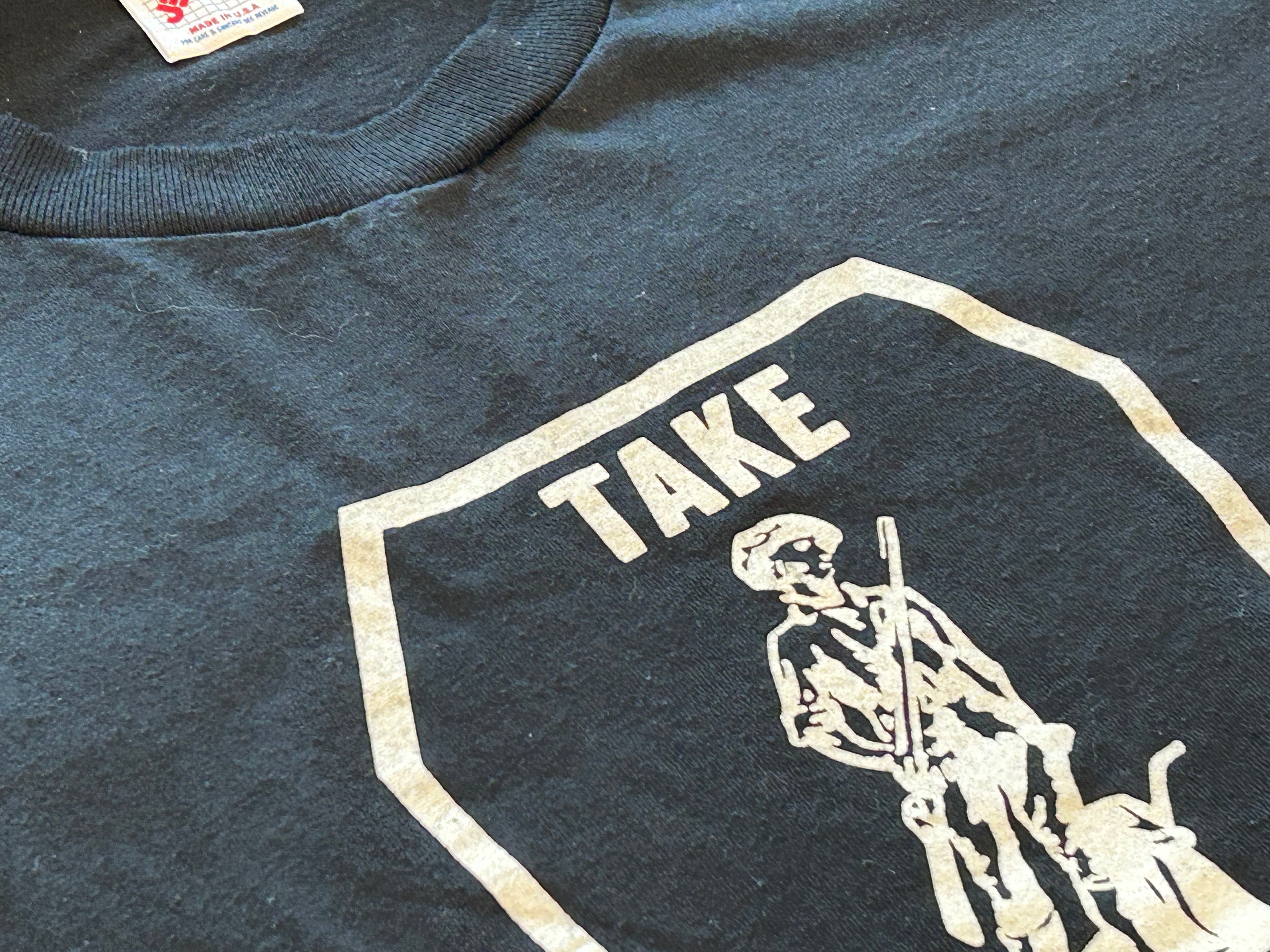 ★JERZEESジャージーズUSA製アメリカ製ヴィンテージミリタリーＴシャツ黒ブラックＬ★カレッジアメカジ★古着屋オクトパスホールド★