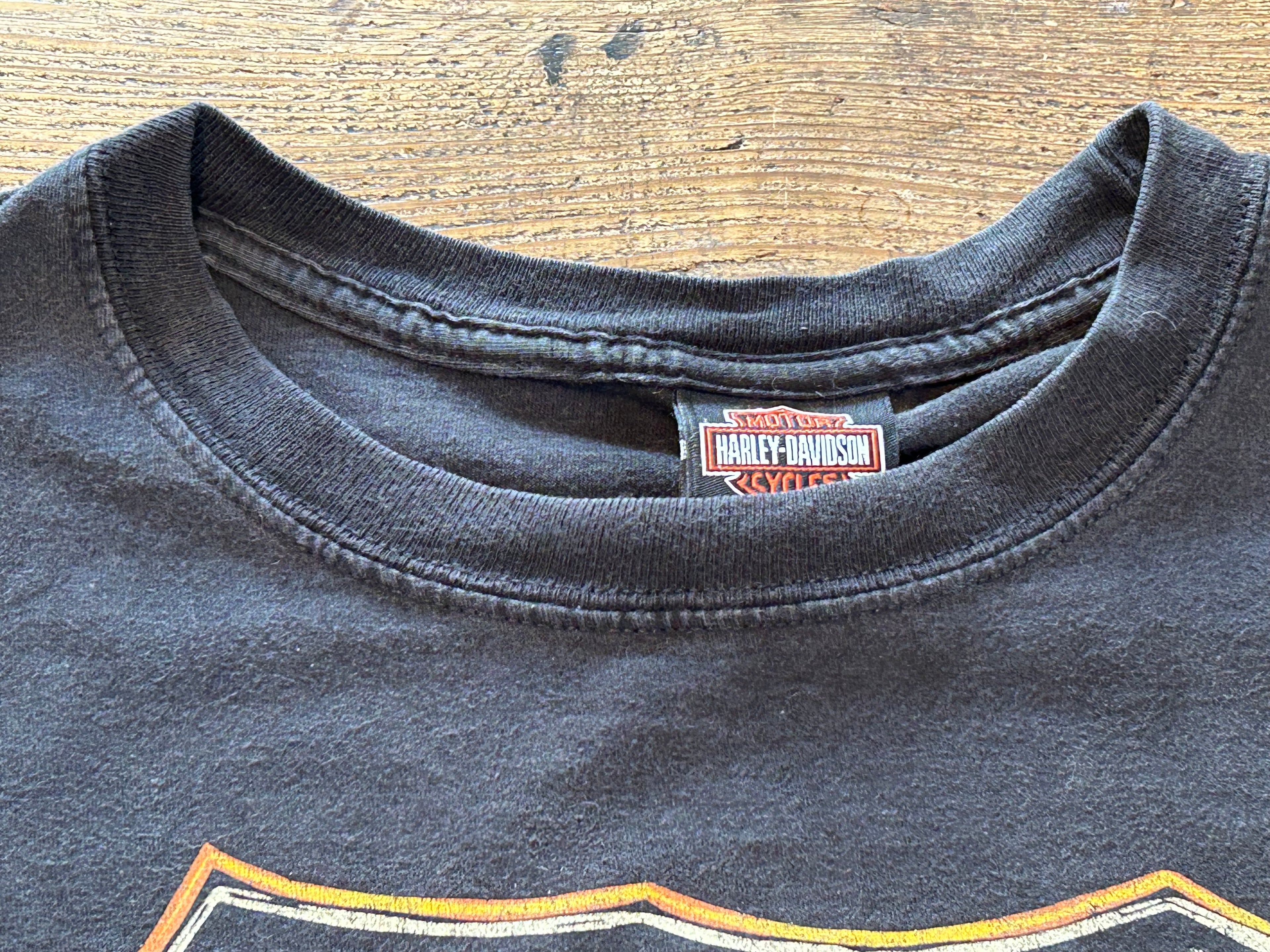 ★HARLEY DAVIDSONハーレーダビッドソンＵＳＡ製アメリカ製ヴィンテージスカルウイングＴシャツ黒ブラックＬ★古着屋オクトパスホールド★