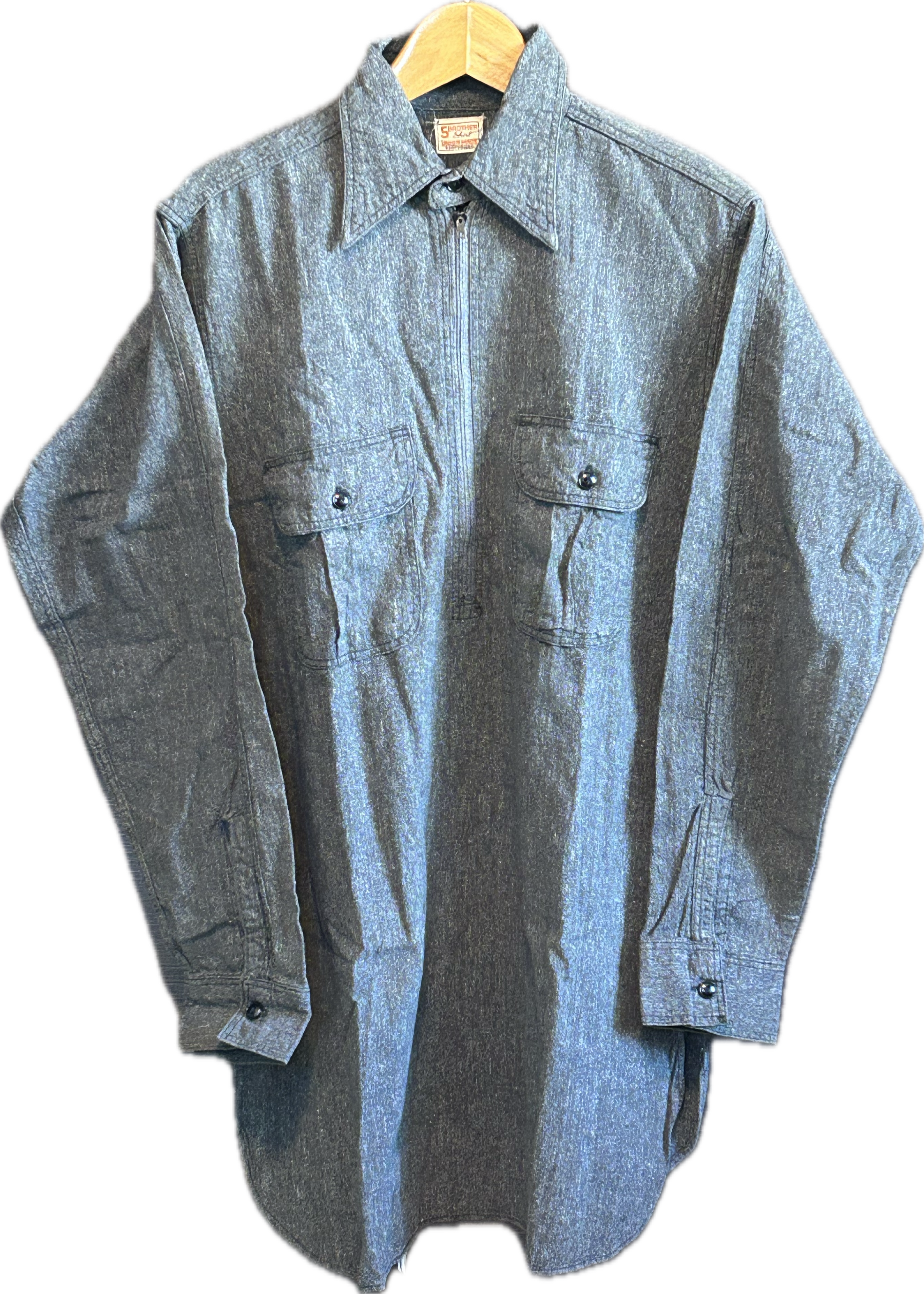 ★スペシャルヴィンテージ★ファイブブラザーハーフジップブラックシャンブレーシャツ黒シャン★ヘラクレスペイデイ★オクトパスホールド★