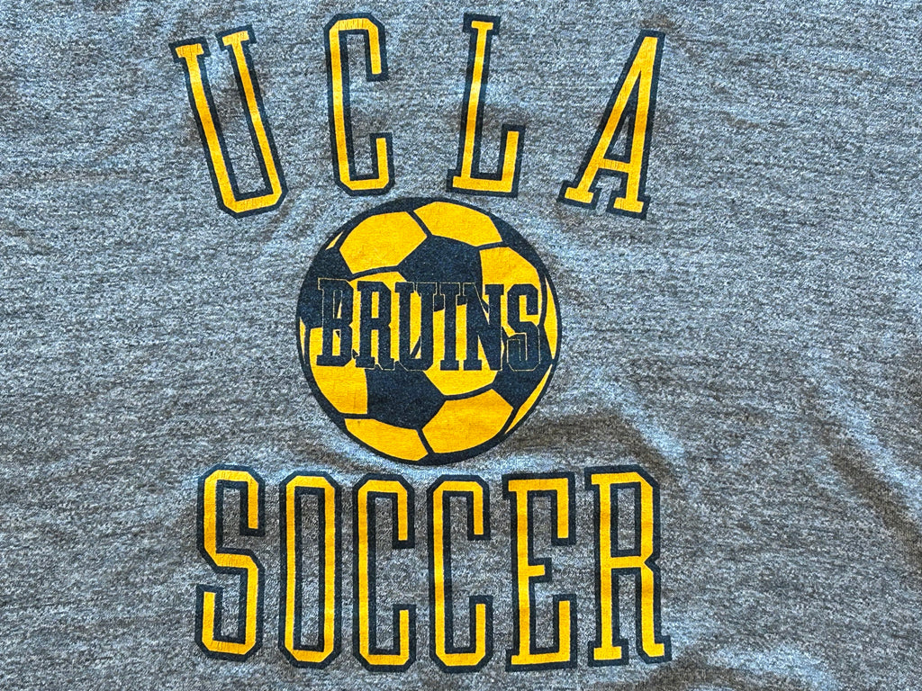 ★ウルフ＆サンズ社製ＵＳＡ製アメリカ製ヴィンテージUCLAカレッジサッカープリントＴシャツ灰グレーＬ★古着屋オクトパスホールド★