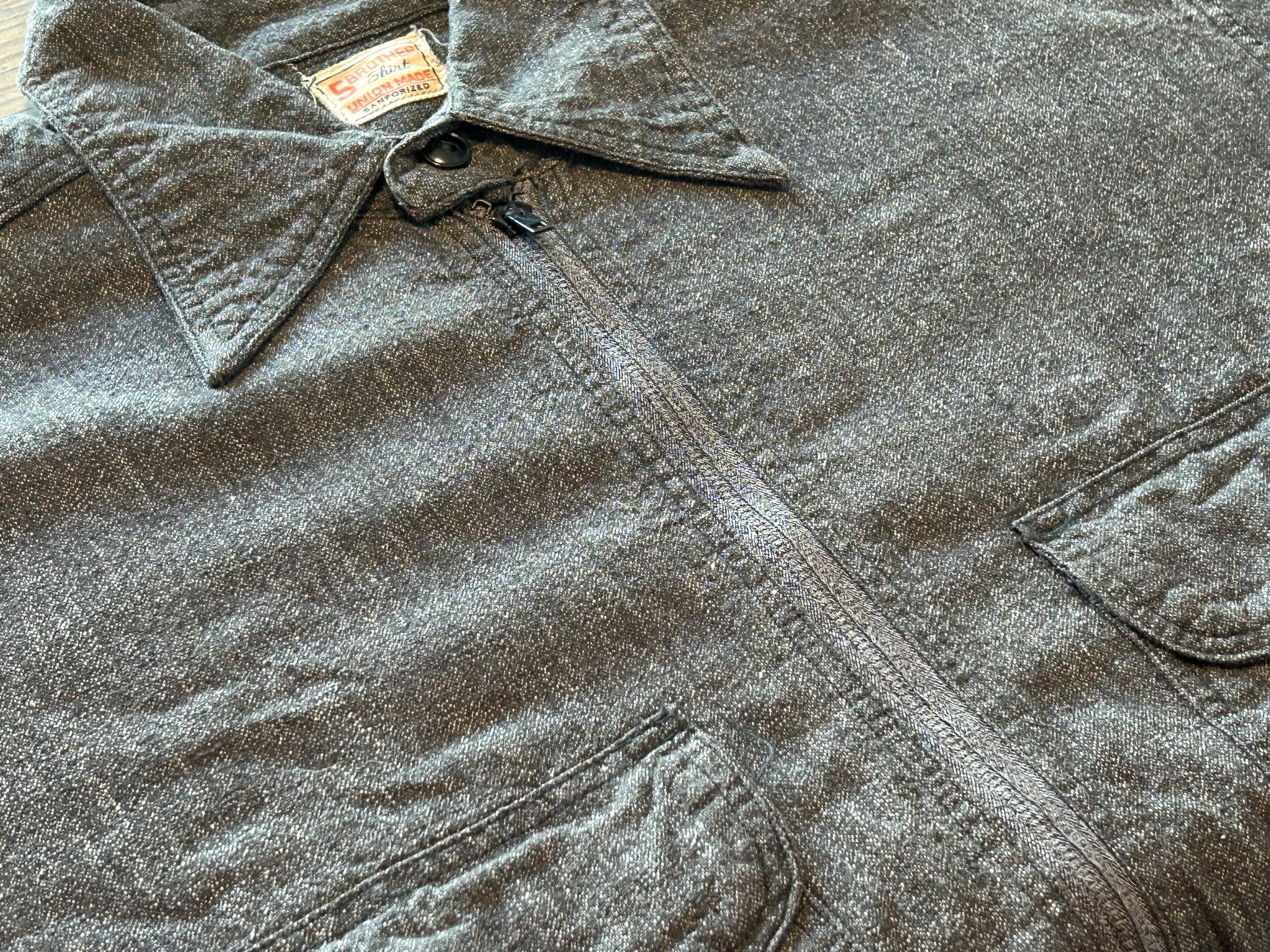 ★スペシャルヴィンテージ★ファイブブラザーハーフジップブラックシャンブレーシャツ黒シャン★ヘラクレスペイデイ★オクトパスホールド★