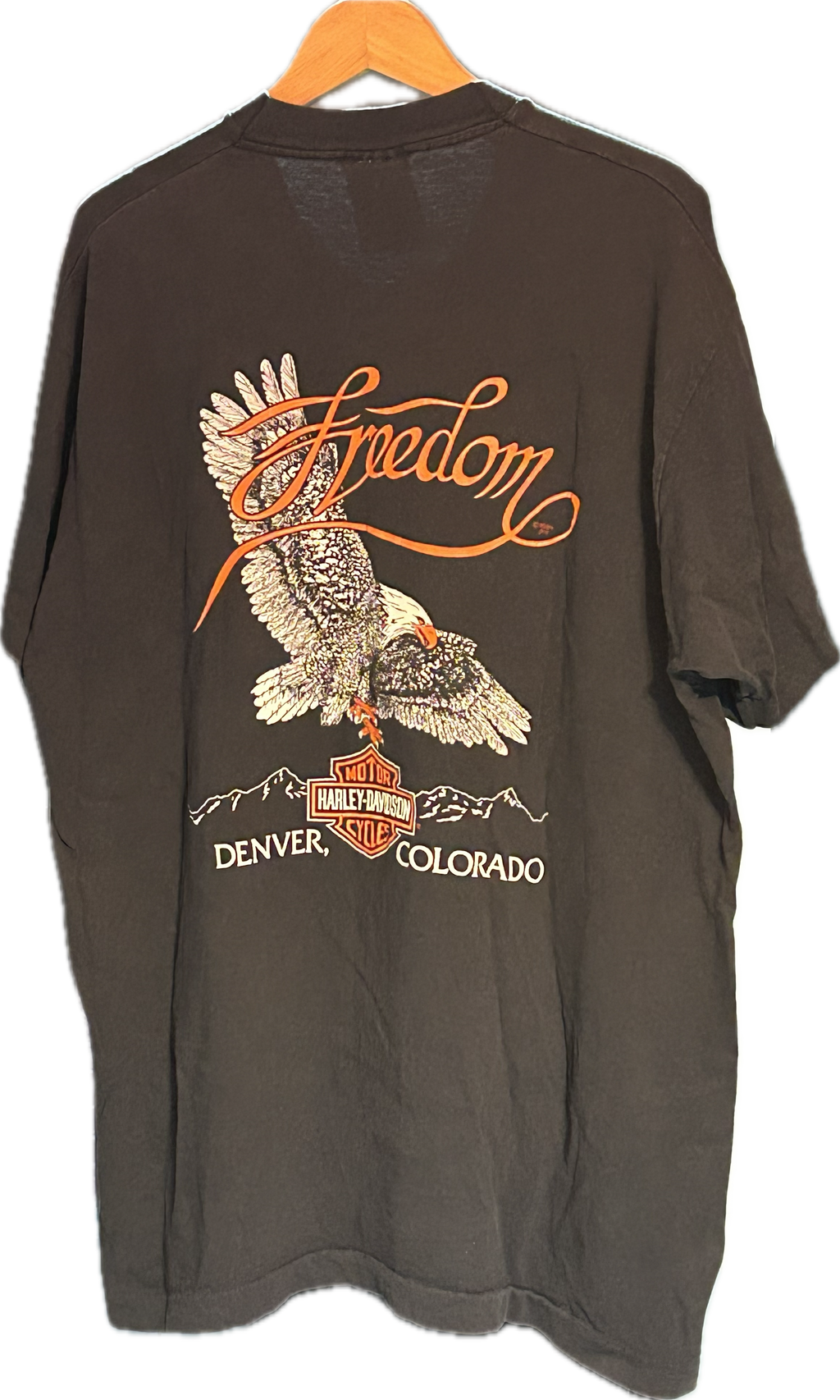 ★HARLEY DAVIDSONハーレーダビッドソンUSA製アメリカ製80sヴィンテージ両面プリントＴシャツ黒ブラックＸＬ★古着屋オクトパスホールド★