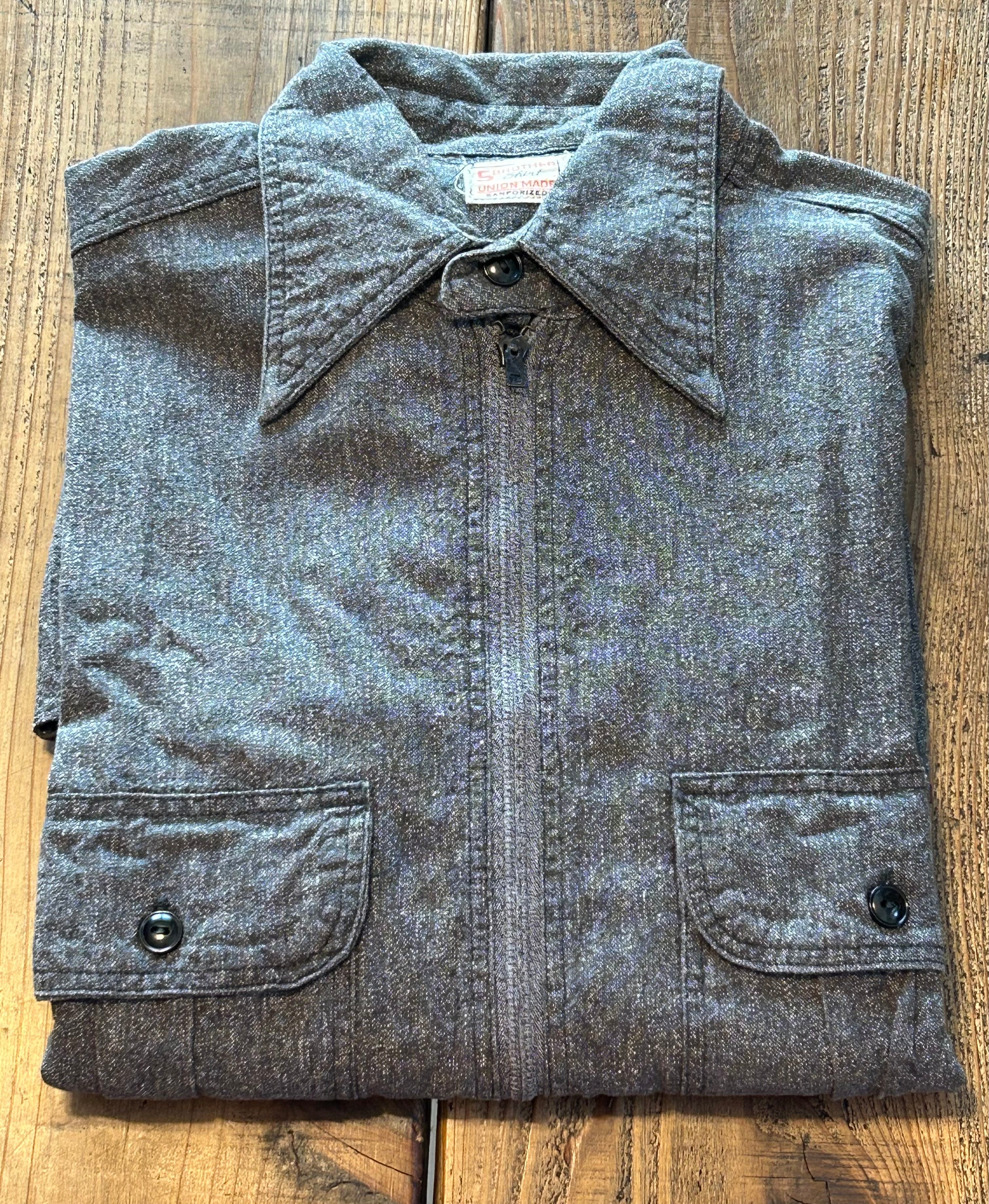 ★スペシャルヴィンテージ★ファイブブラザーハーフジップブラックシャンブレーシャツ黒シャン★ヘラクレスペイデイ★オクトパスホールド★