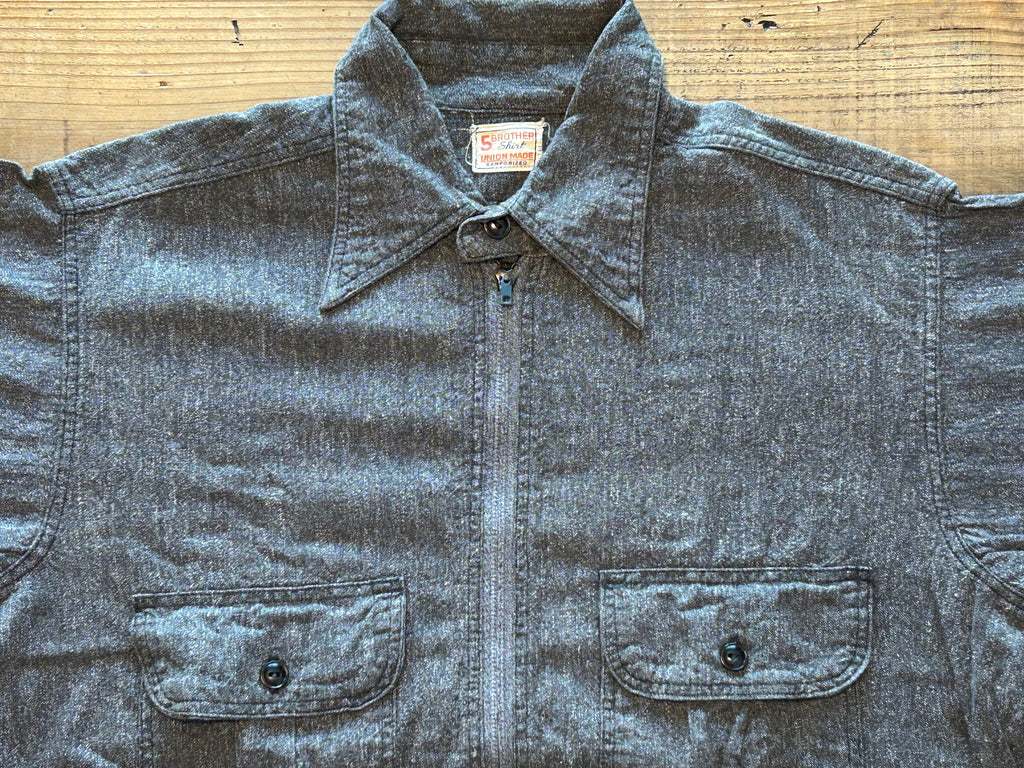 ★スペシャルヴィンテージ★ファイブブラザーハーフジップブラックシャンブレーシャツ黒シャン★ヘラクレスペイデイ★オクトパスホールド★