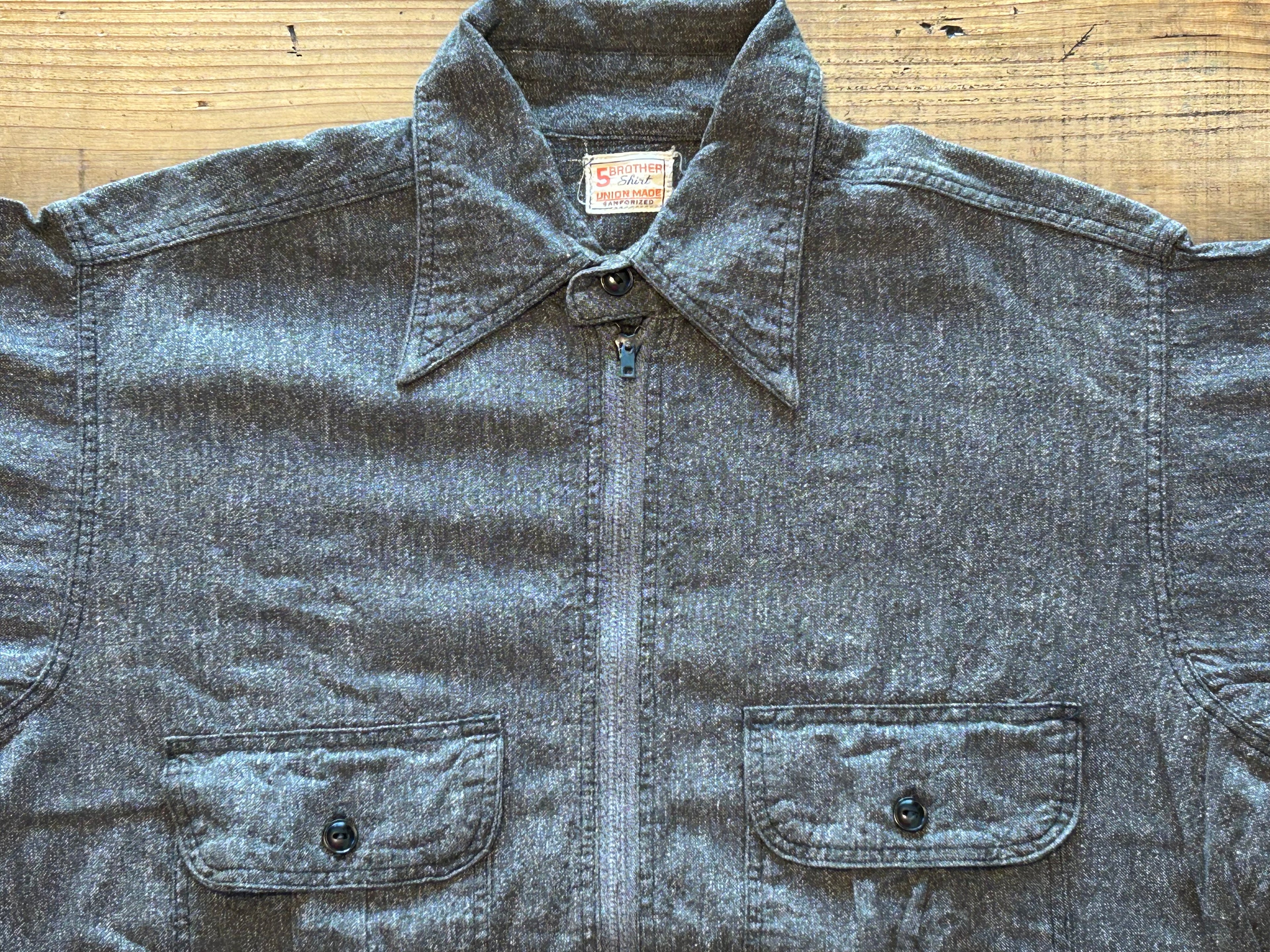 ★スペシャルヴィンテージ★ファイブブラザーハーフジップブラックシャンブレーシャツ黒シャン★ヘラクレスペイデイ★オクトパスホールド★