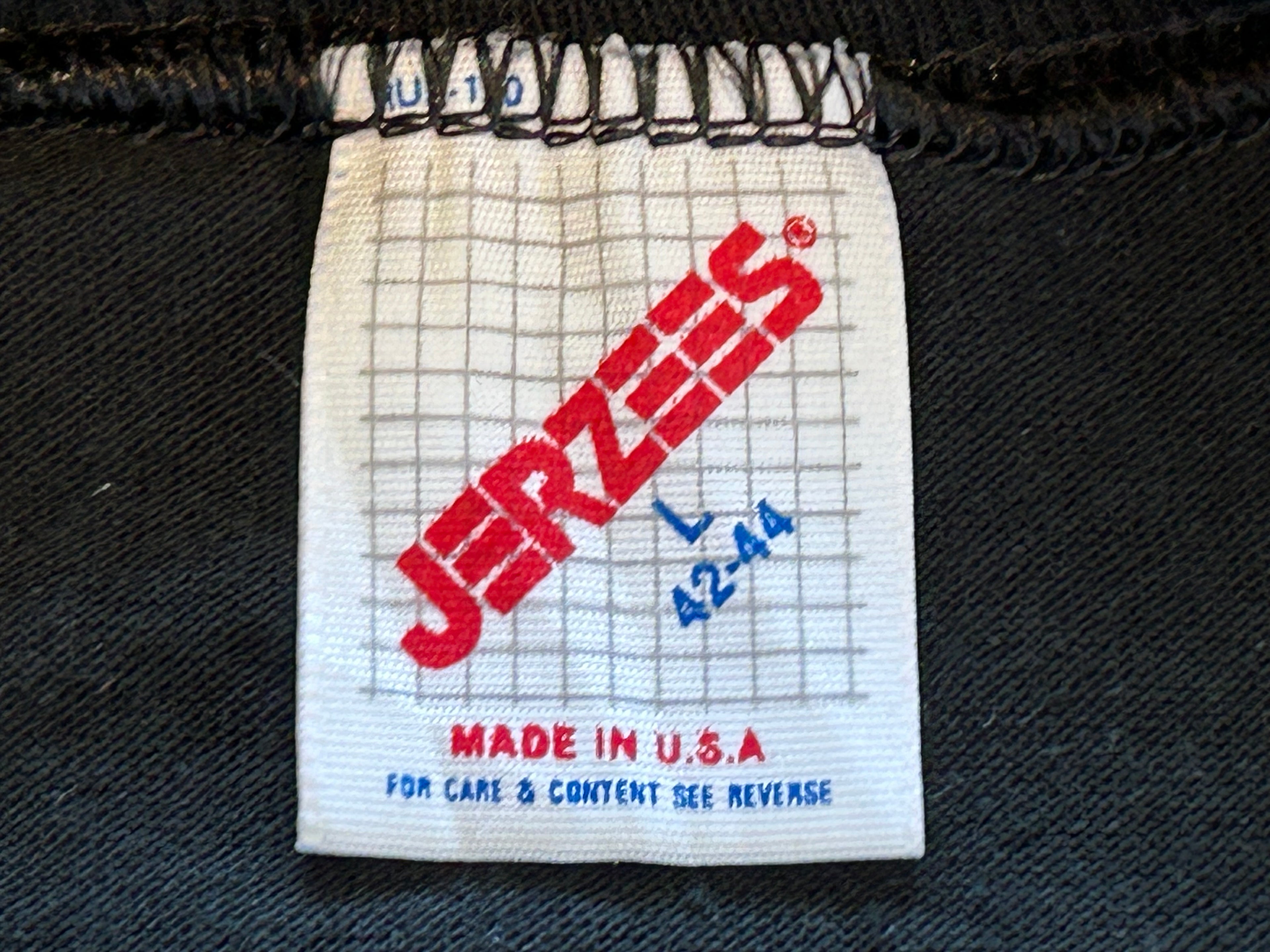★JERZEESジャージーズUSA製アメリカ製ヴィンテージミリタリーＴシャツ黒ブラックＬ★カレッジアメカジ★古着屋オクトパスホールド★