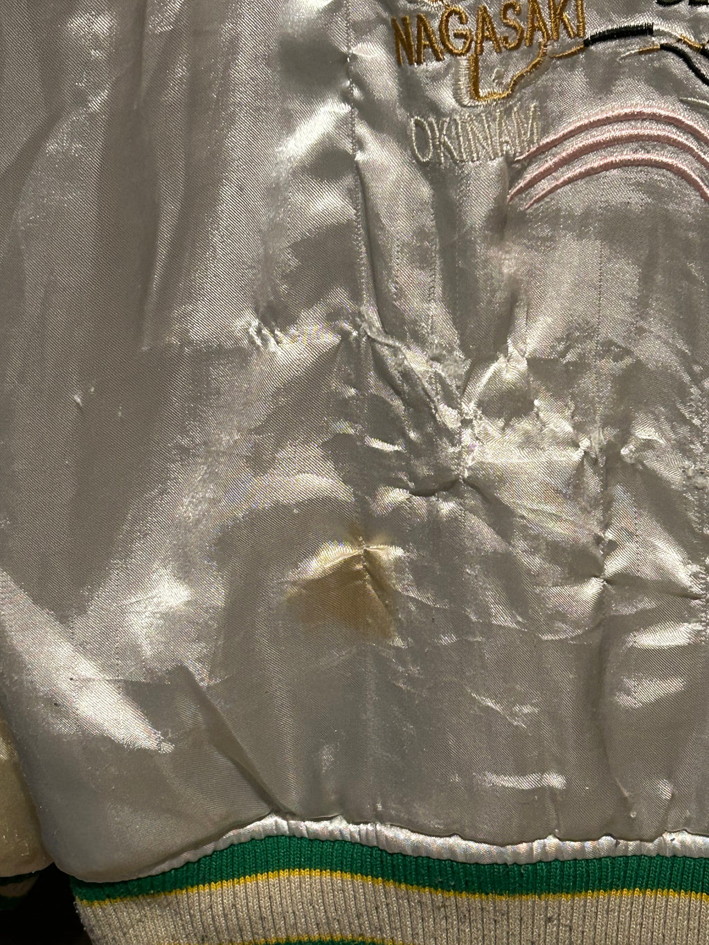 ★スペシャルヴィンテージ★顔面ビッグホワイトタイガー＆ドラゴン刺繍リバーシブルベロアベルベット別珍スカジャン黒ブラックＸＬ★古着屋オクトパスホールド★