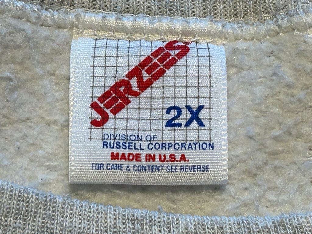 ★JERZEERSジャージーズRUSSELLラッセルＵＳＡ製アメリカ製ヴィンテージカレッジキャラクタータイガー＆ブルドッグスウェット灰グレーＸＬ