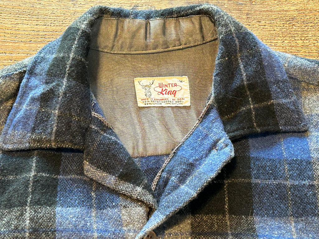 ★WINTER KINGウインターキングヴィンテージ開襟シャツ青系Ｌ★シアーズピルグリムペニーズタウンクラフト★古着屋オクトパスホールド★