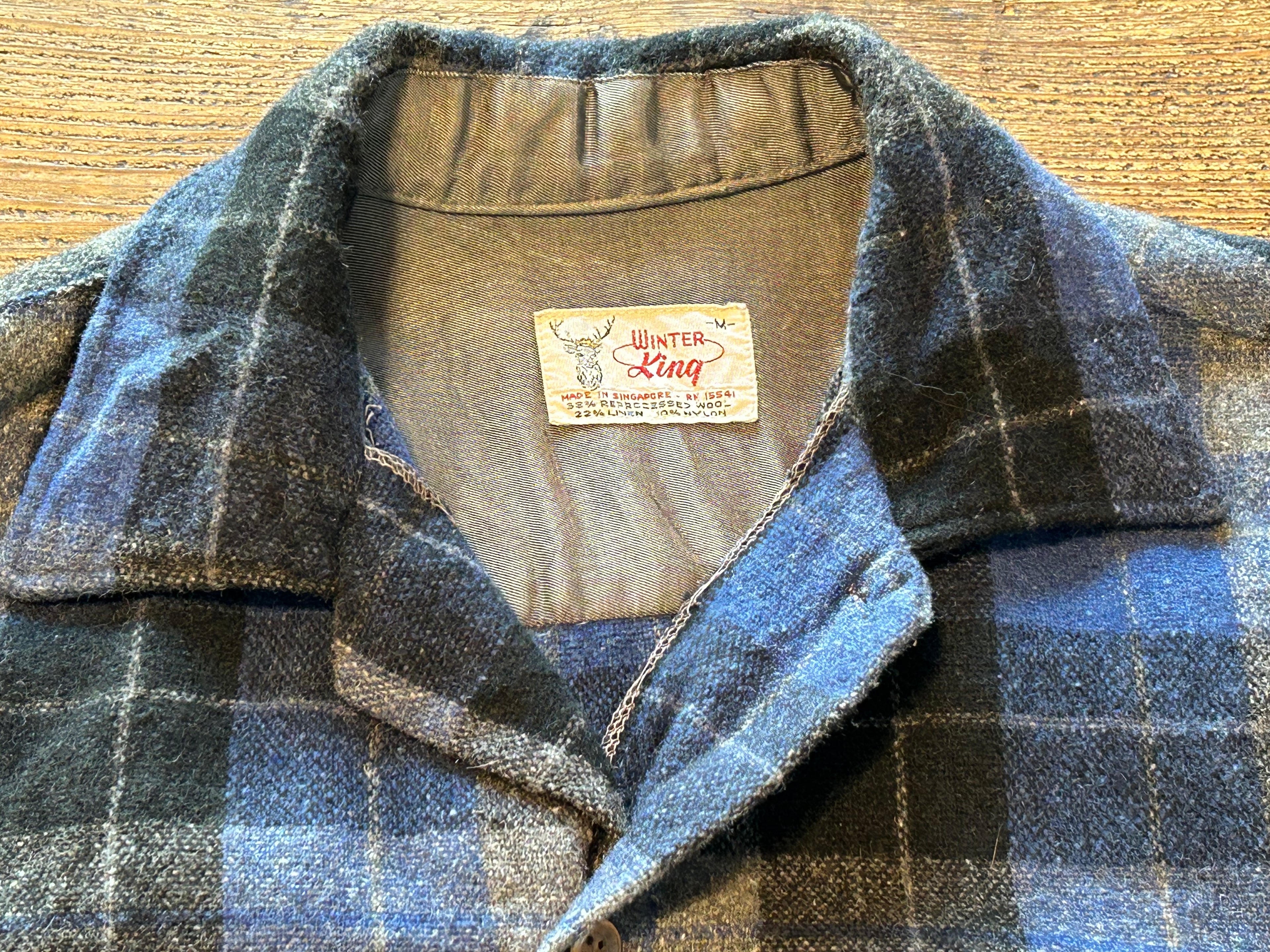 ★WINTER KINGウインターキングヴィンテージ開襟シャツ青系Ｌ★シアーズピルグリムペニーズタウンクラフト★古着屋オクトパスホールド★