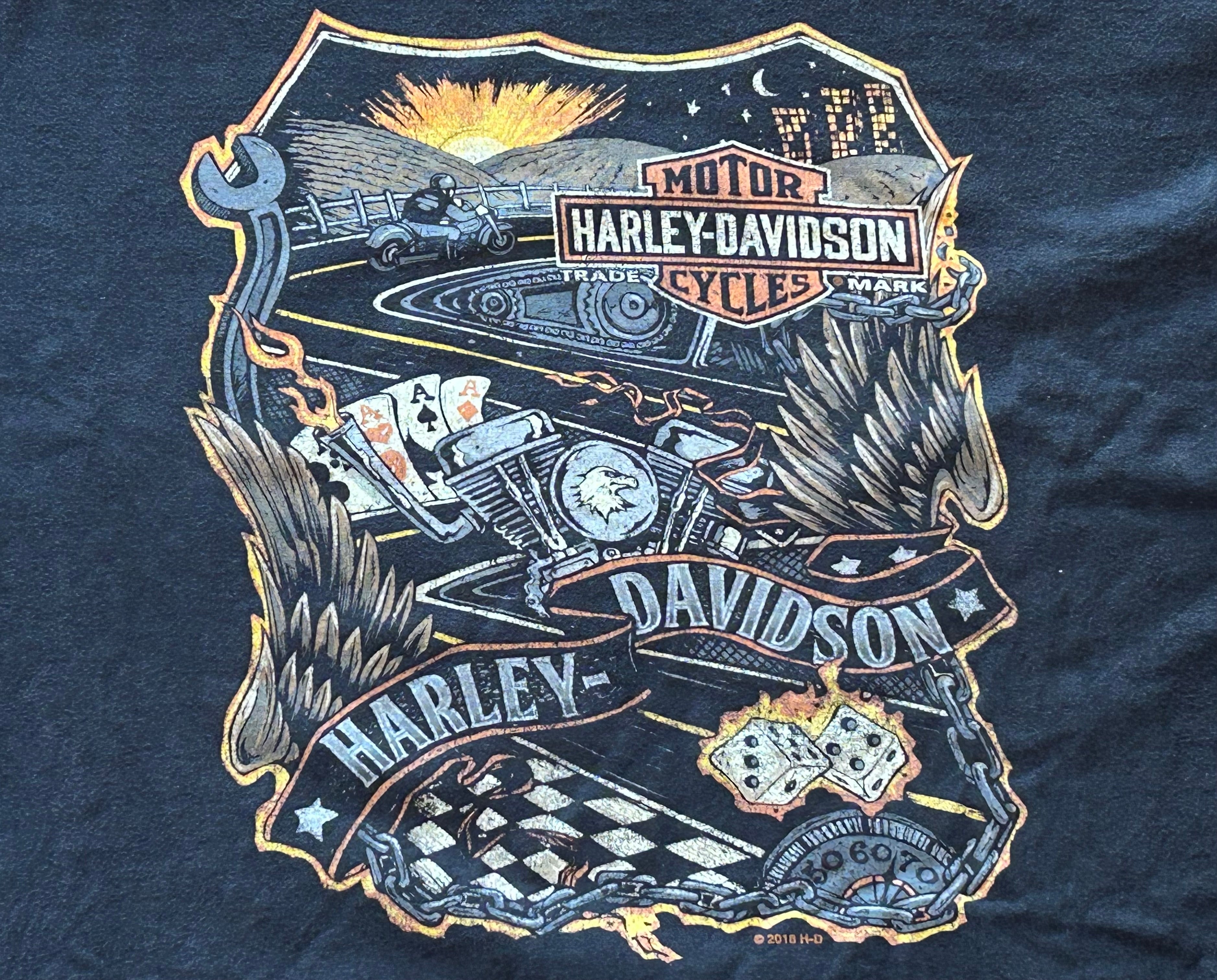 ★HARLEY DAVIDSONハーレーダビッドソンＵＳＡ製アメリカ製ヴィンテージスカルウイングＴシャツ黒ブラックＬ★古着屋オクトパスホールド★