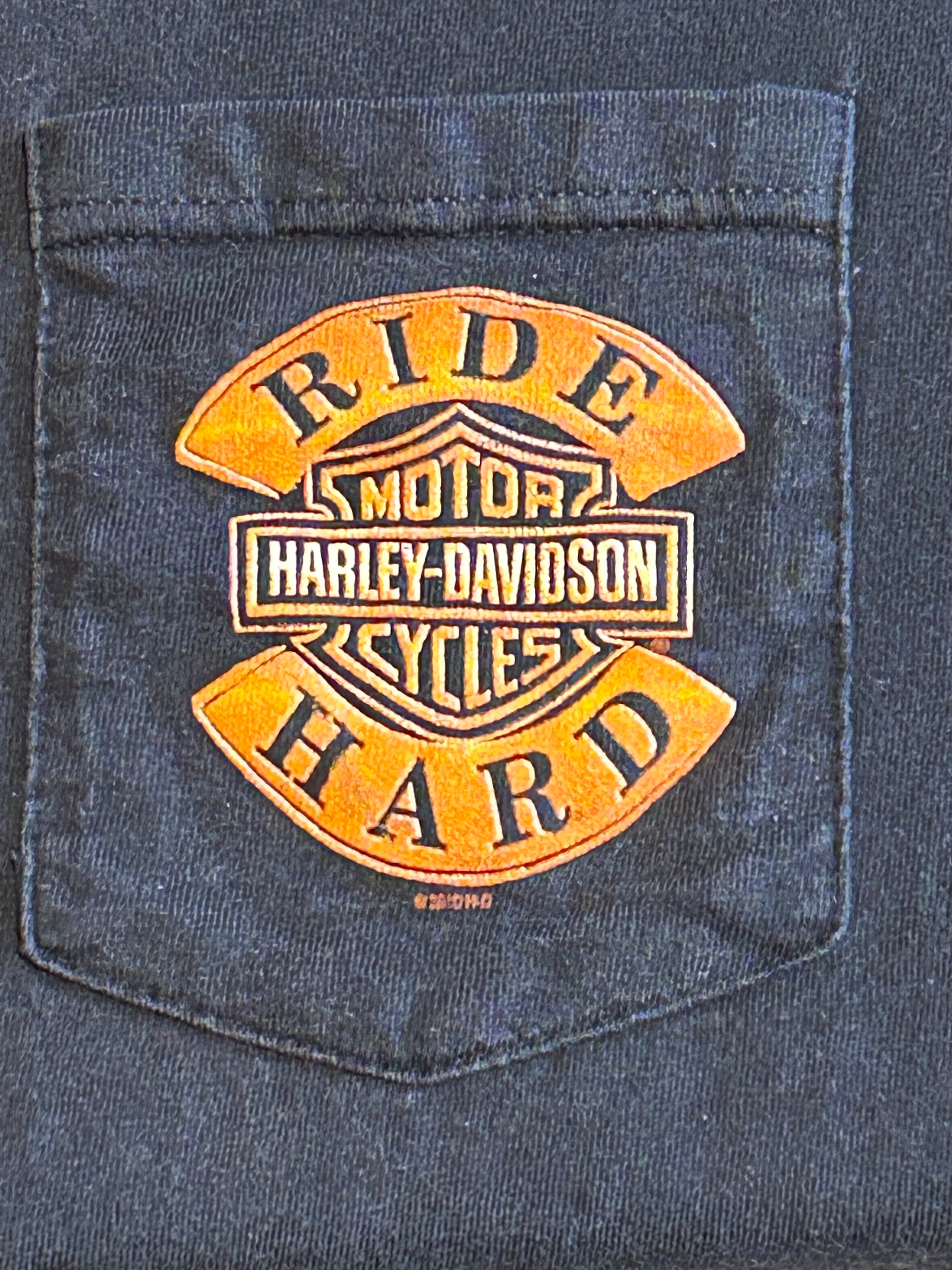 ★HARLEY DAVIDSONハーレーダビッドソンＵＳＡ製アメリカ製90sヴィンテージ白熊ポーラベアＴシャツ黒ブラックＬ★古着屋オクトパスホールド★